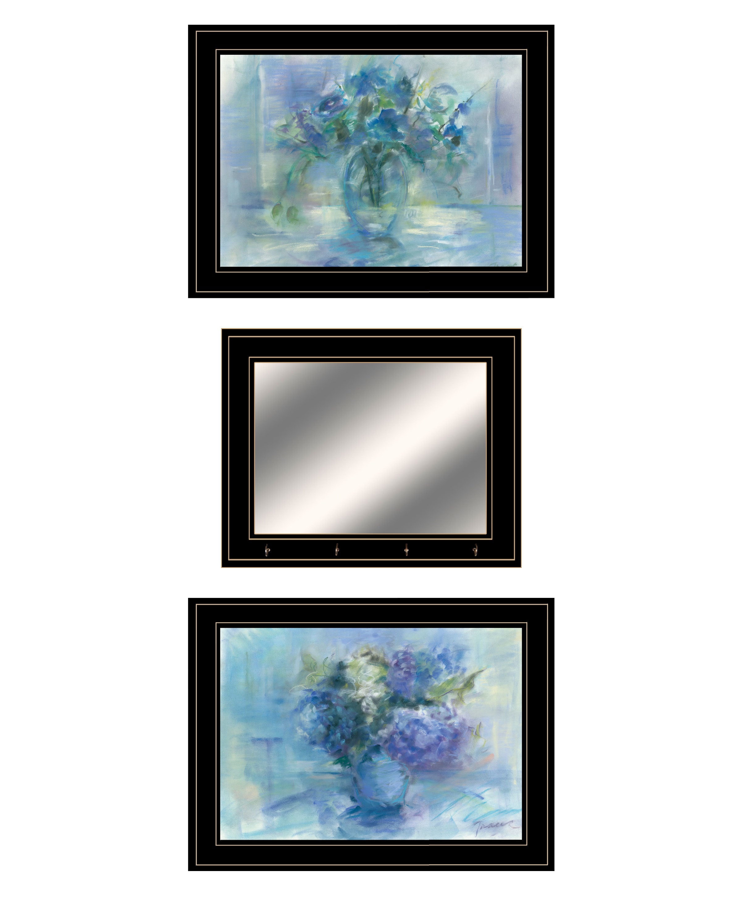 "Bath Relax" 3-Piece Vignette By Tracy Owen-Cullimore, Ready to Hang Framed Print, Black Frame