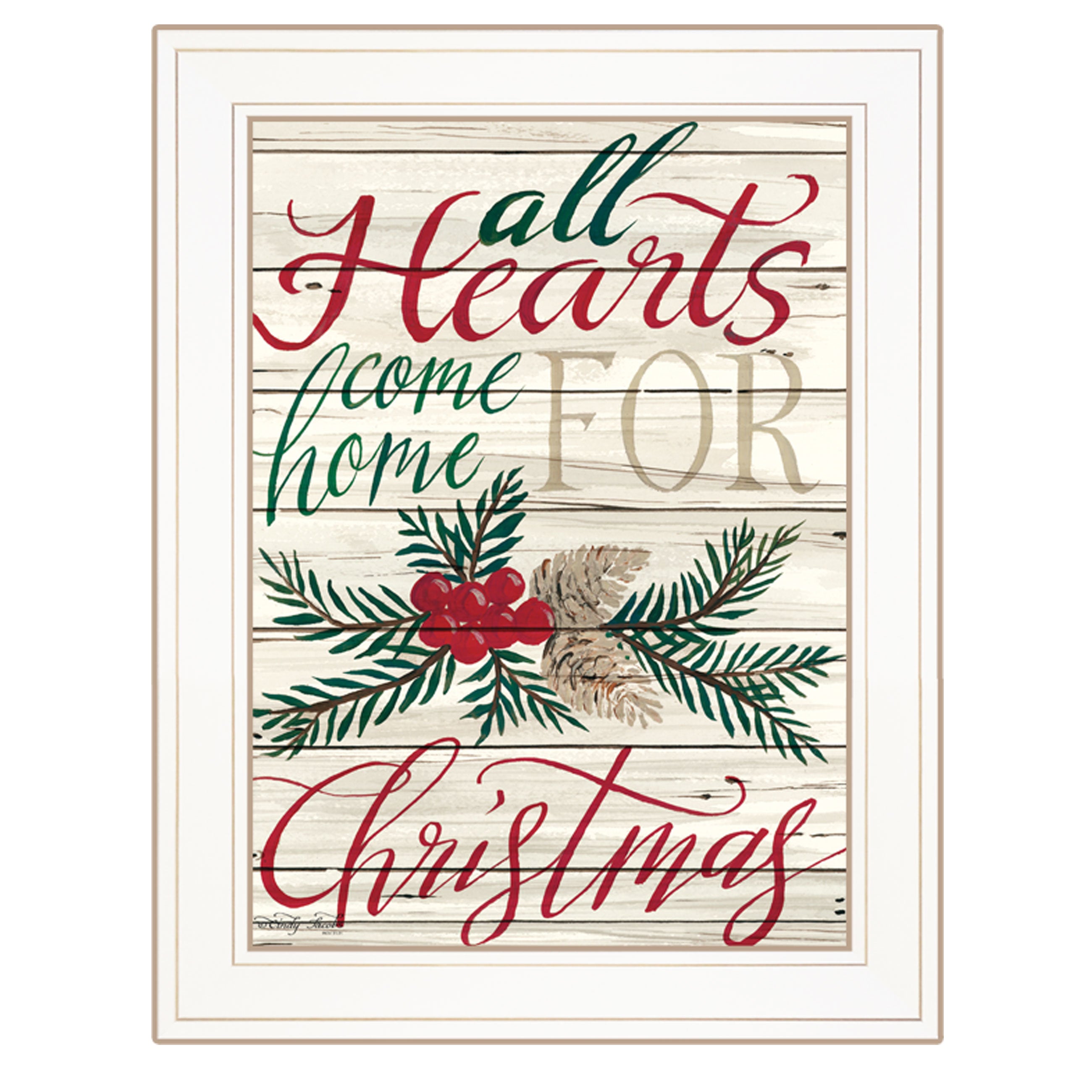 "Home For Christmas" by Artisan Cindy Jacobs, Ready to Hang Framed Print, White Frame