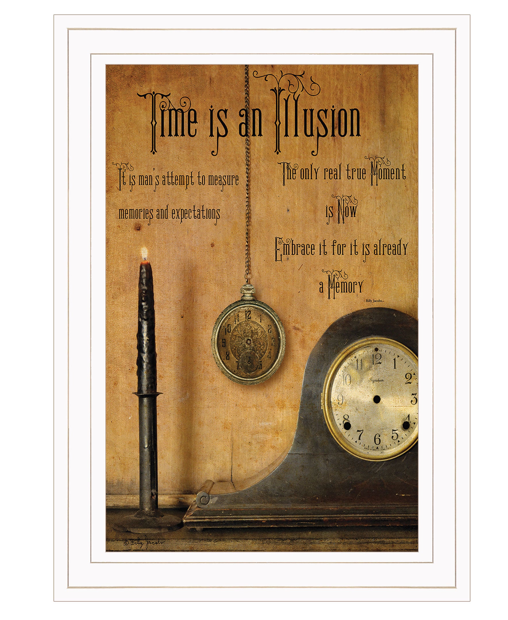"Time is an Illusion" by Artisan Billy Jacobs, Ready to Hang Framed Print, White Frame