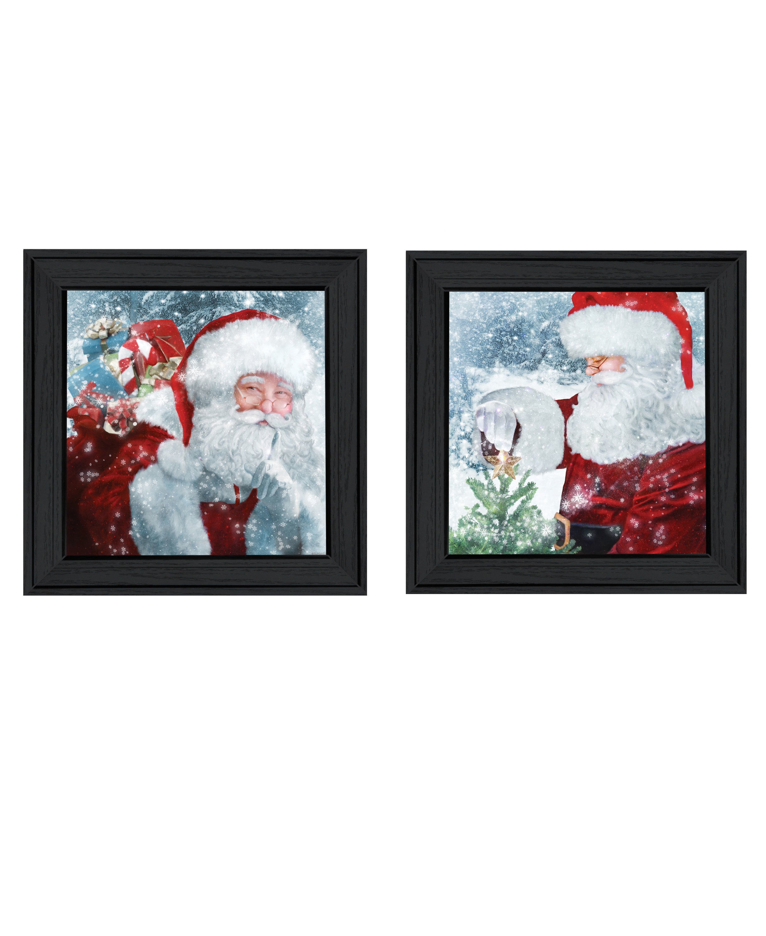 "Santa's Blessings" 2-Piece Vignette by Bluebird Barn, Ready to Hang Framed Print, Black Frame