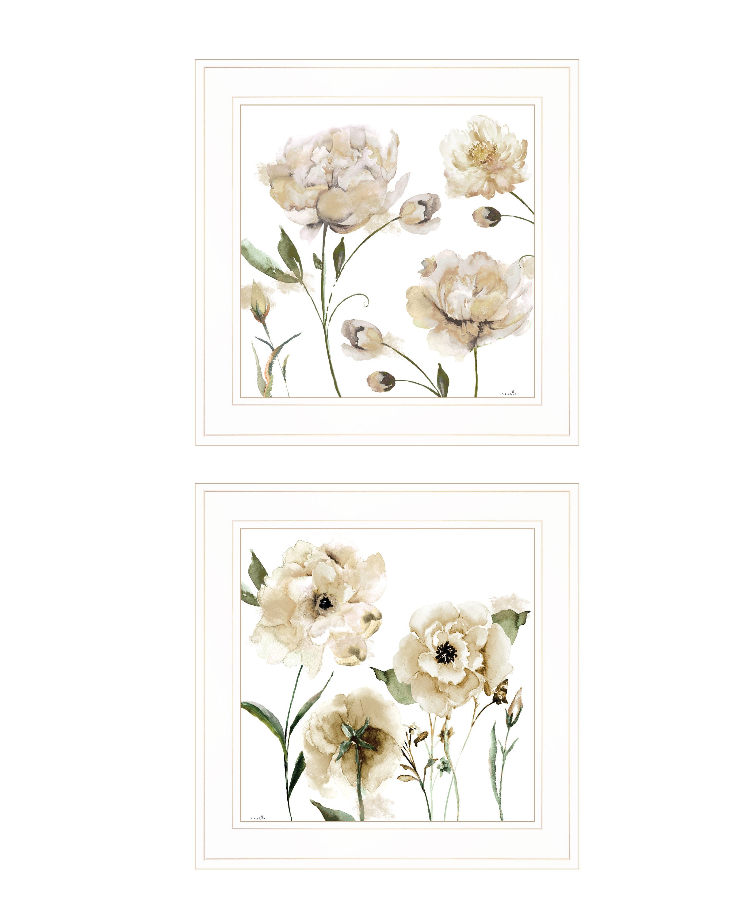 "Brittany I & Sea II" 2-Piece Vignette by Sophie 6, Ready to Hang Framed Print, White Frame