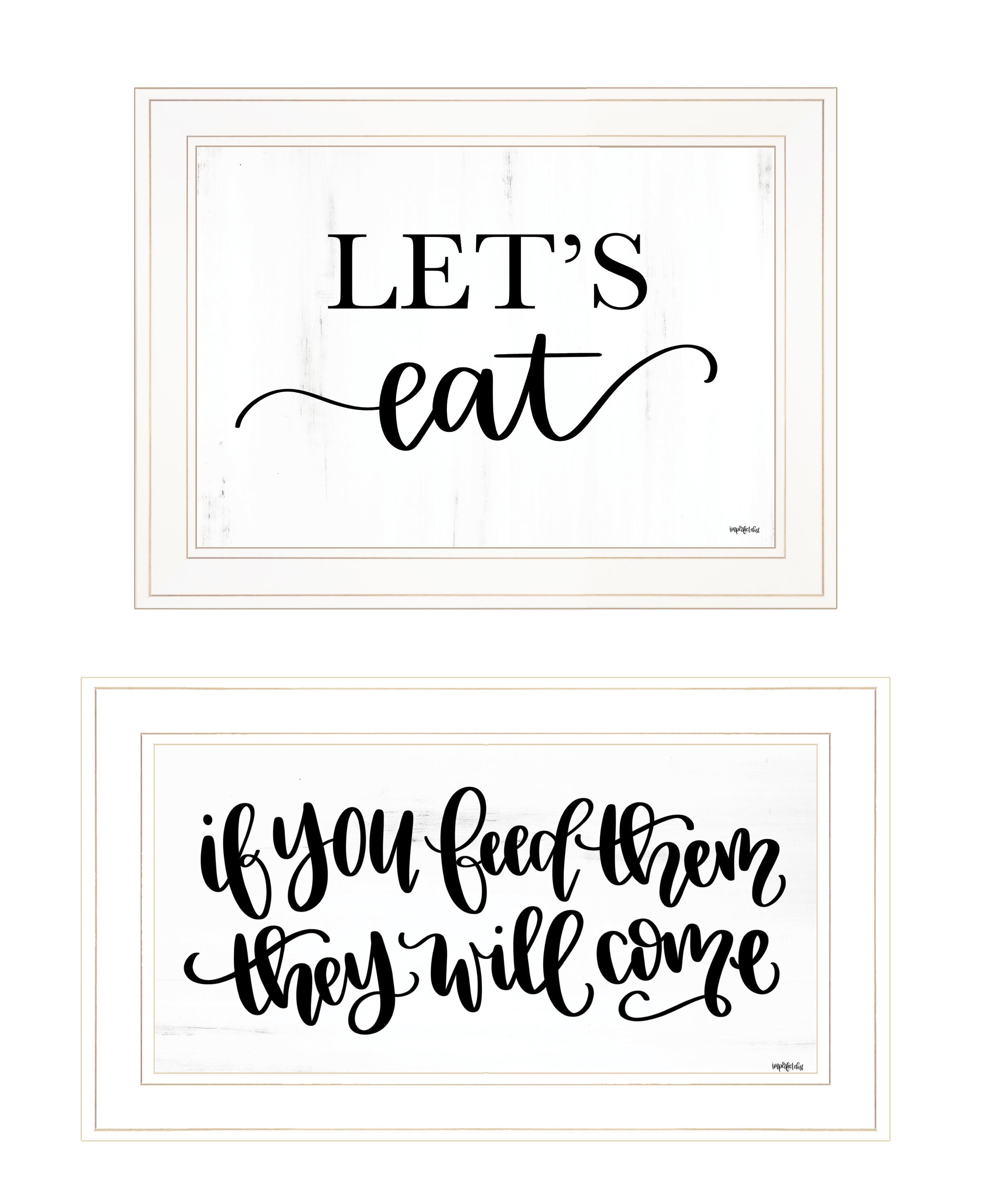 "Let's Eat/Feed Them" 2-Piece Vignette by Imperfect Dust, Ready to Hang Framed Print, White Frame