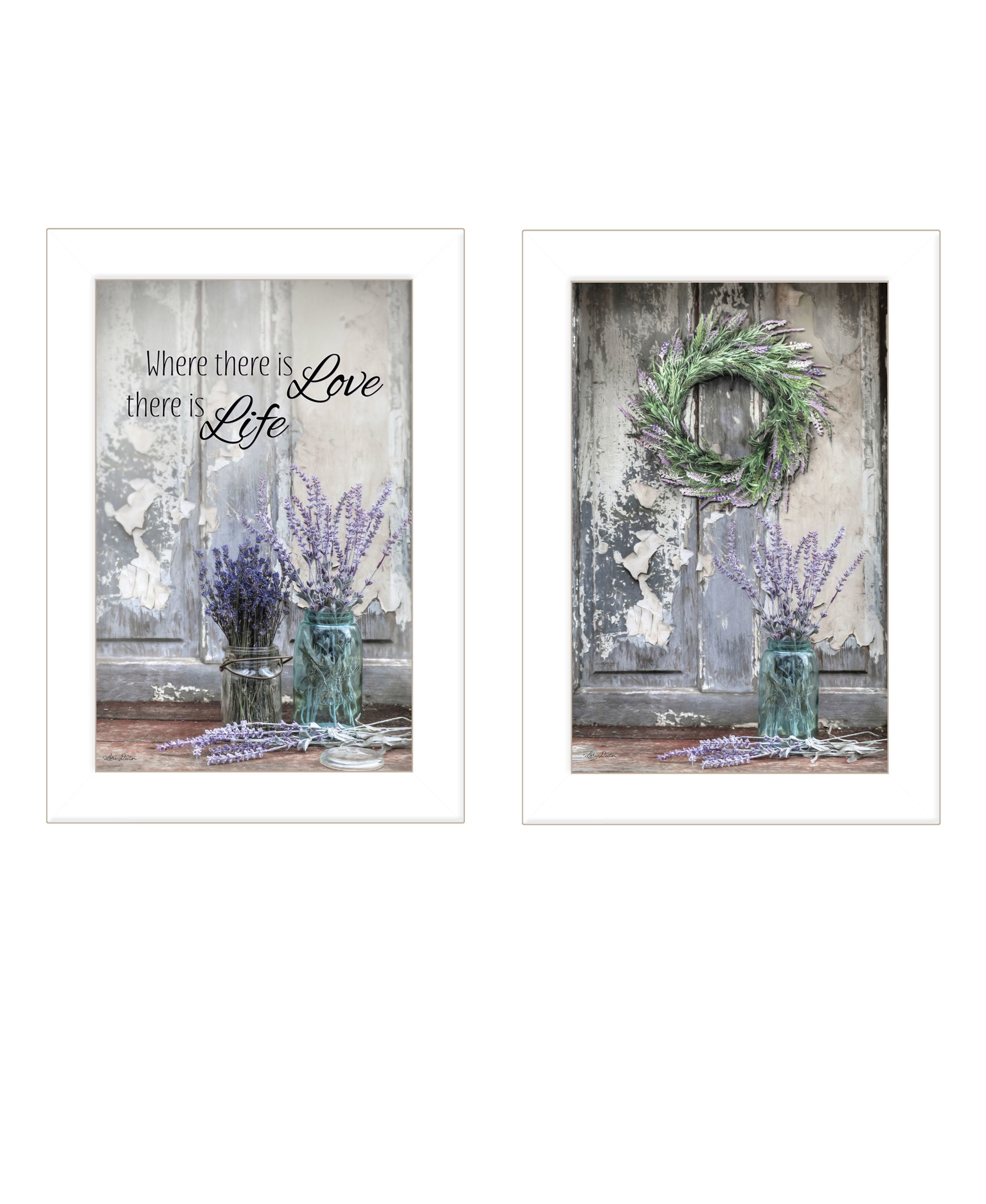 "Love & Memories" 2-Piece Vignette by Lori Deiter, Ready to Hang Framed Print, White Frame