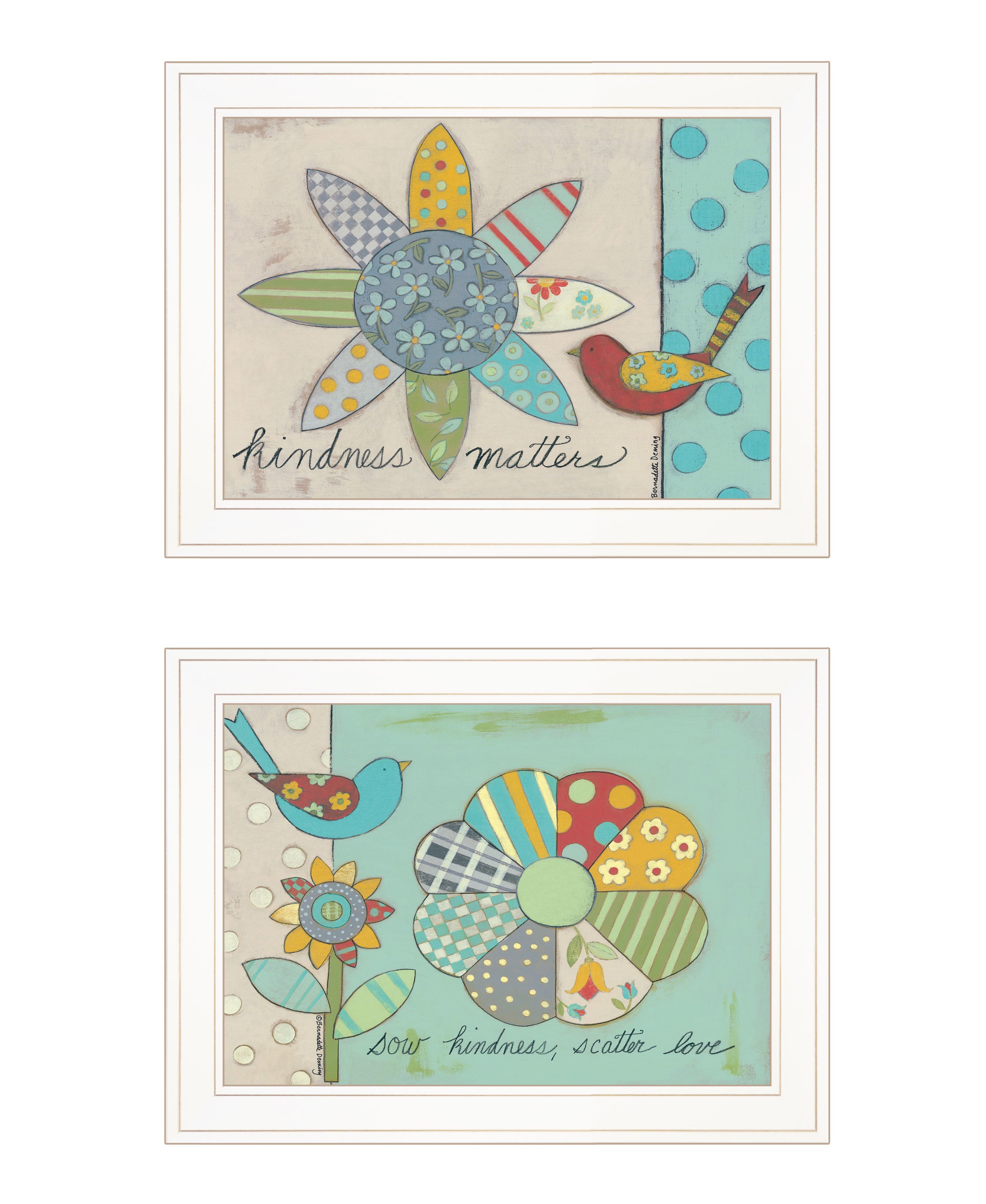 "Kindness" 2-Piece Vignette by Bernadette Deming, Ready to Hang Framed Print, White Frame