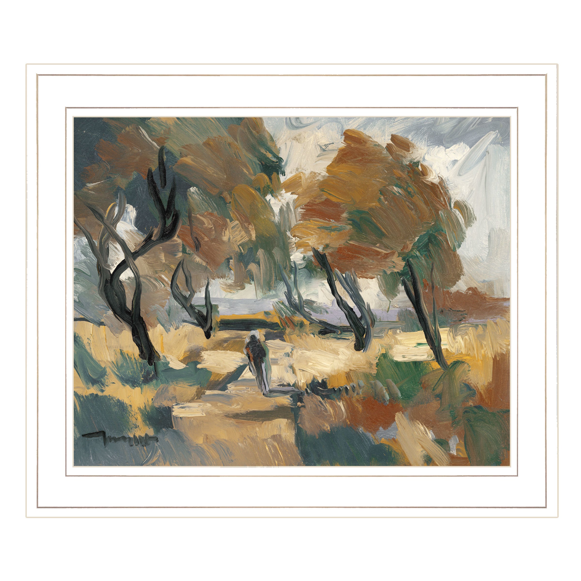 "Early Walk" By Jose Trujillo, Ready to Hang Framed Print, White Frame