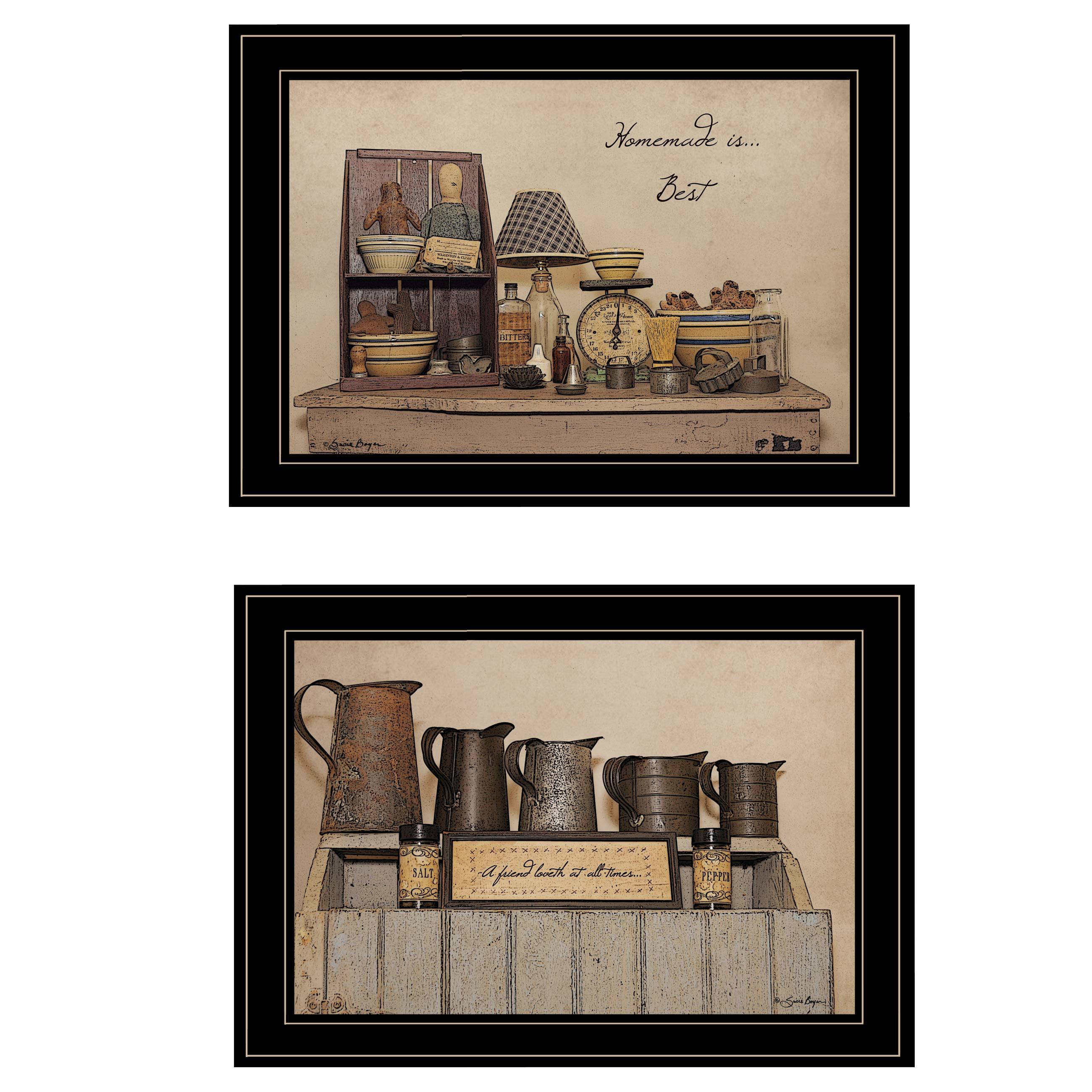"Homemade is Best" 2-Piece Vignette By Susie Boyer, Ready to Hang Framed Print, Black Frame