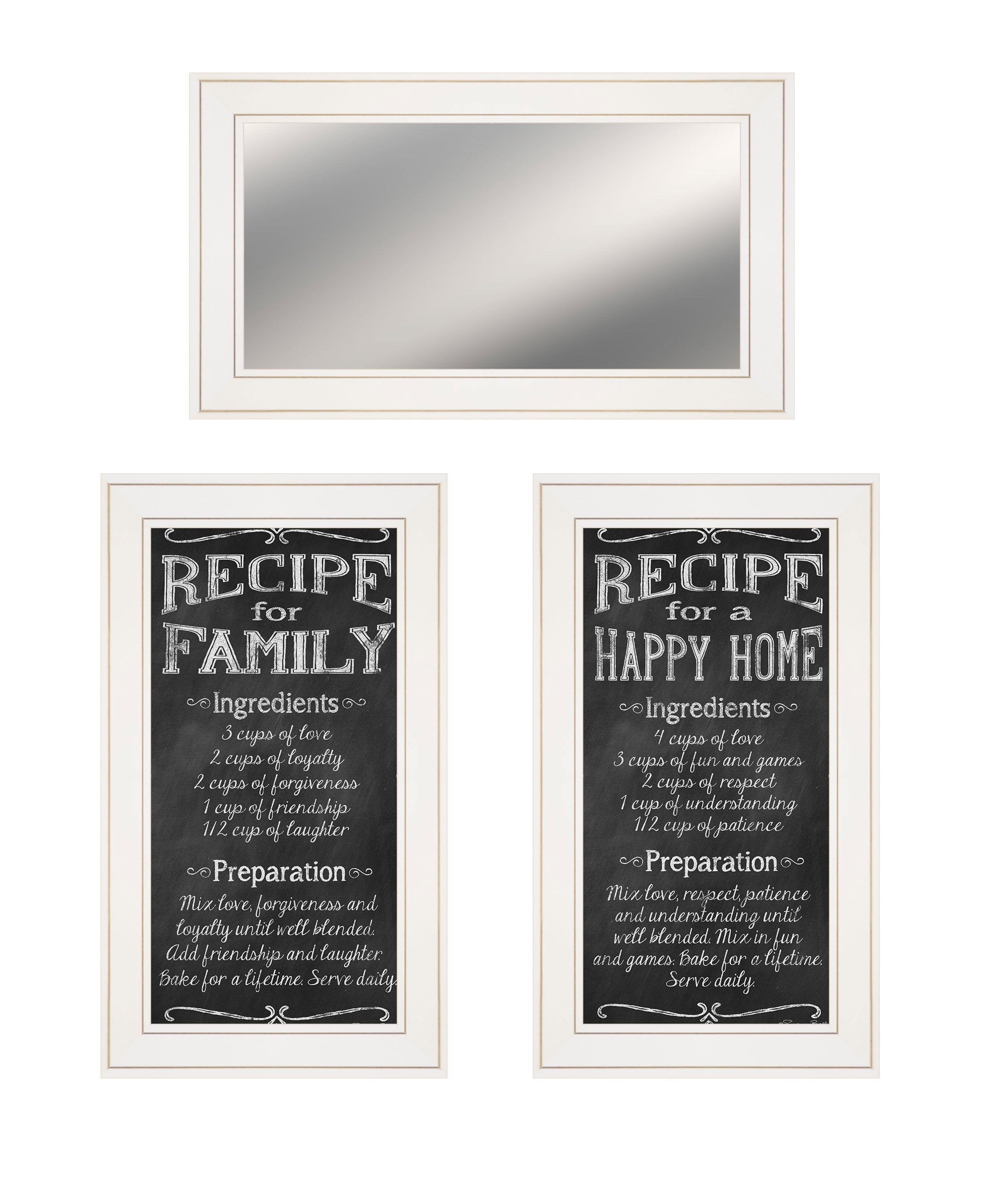 "Family Recipe" 3-Piece Vignette By Pam Britton, Ready to Hang Framed Print, White Frame