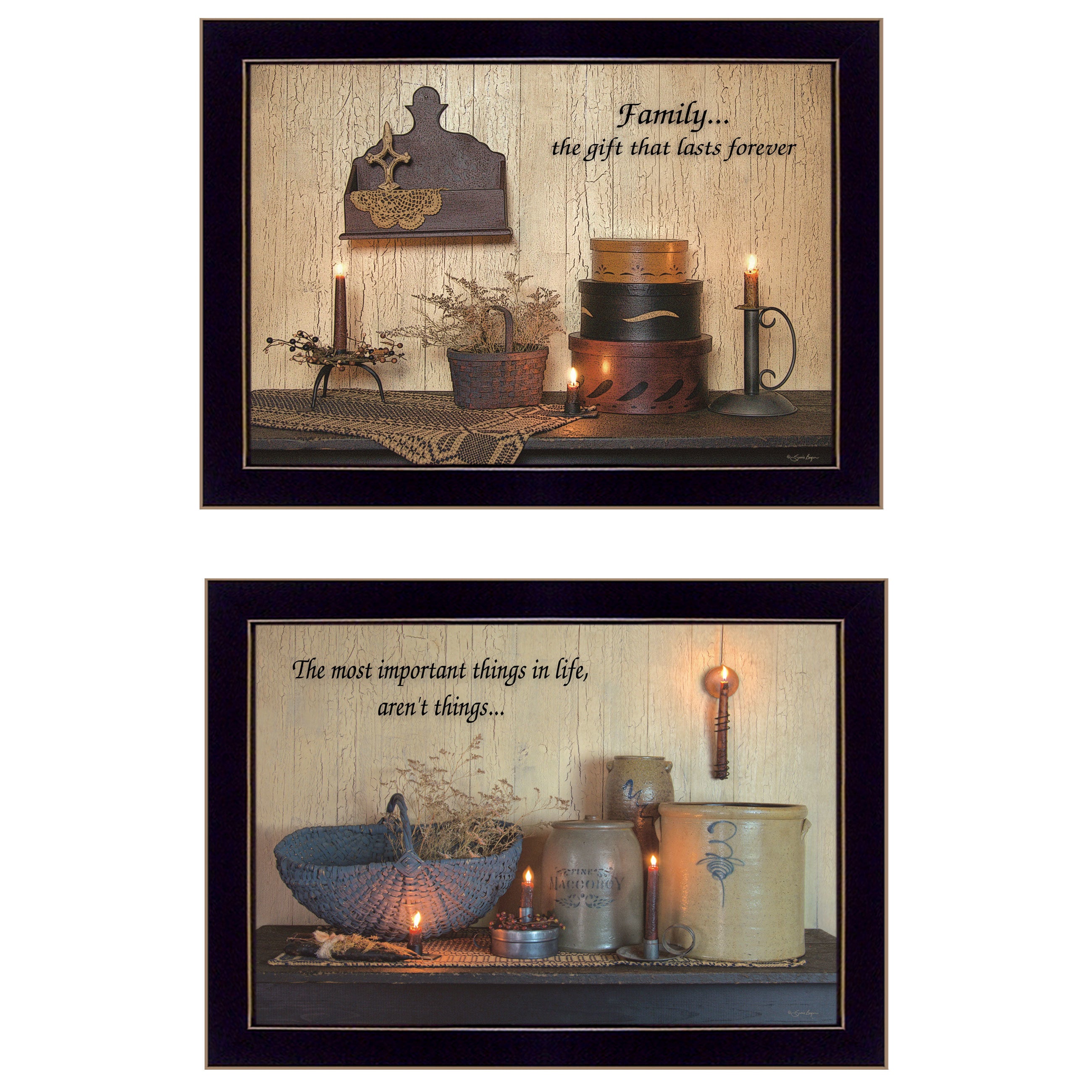 "Family Forever" 2-Piece Vignette By Susie Boyer, Ready to Hang Framed Print, Black Frame
