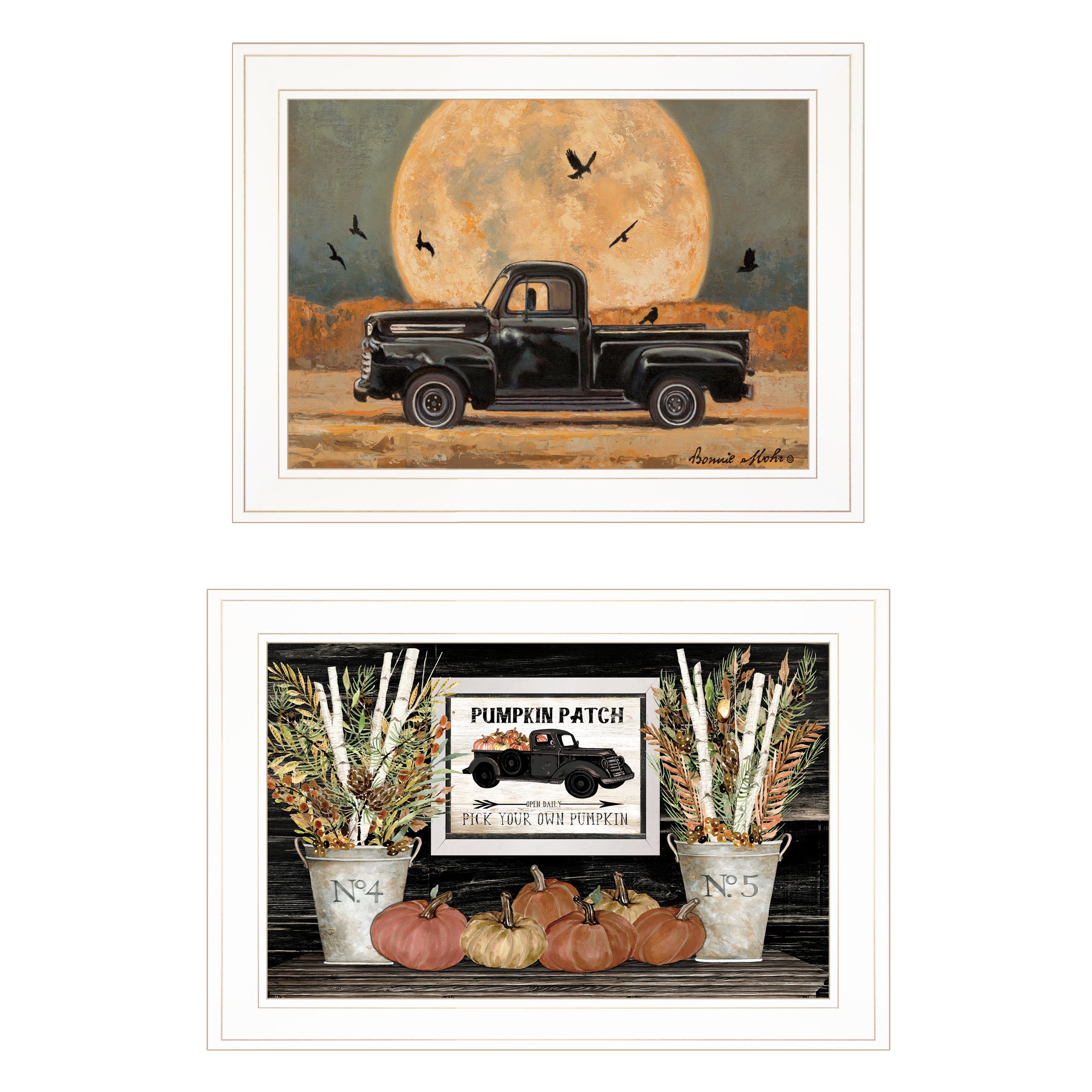 "Harvest Moon" 2-Piece Vignette By Cindy Jacobs & Bonnie Mohr, Ready to Hang Framed Print, White Frame