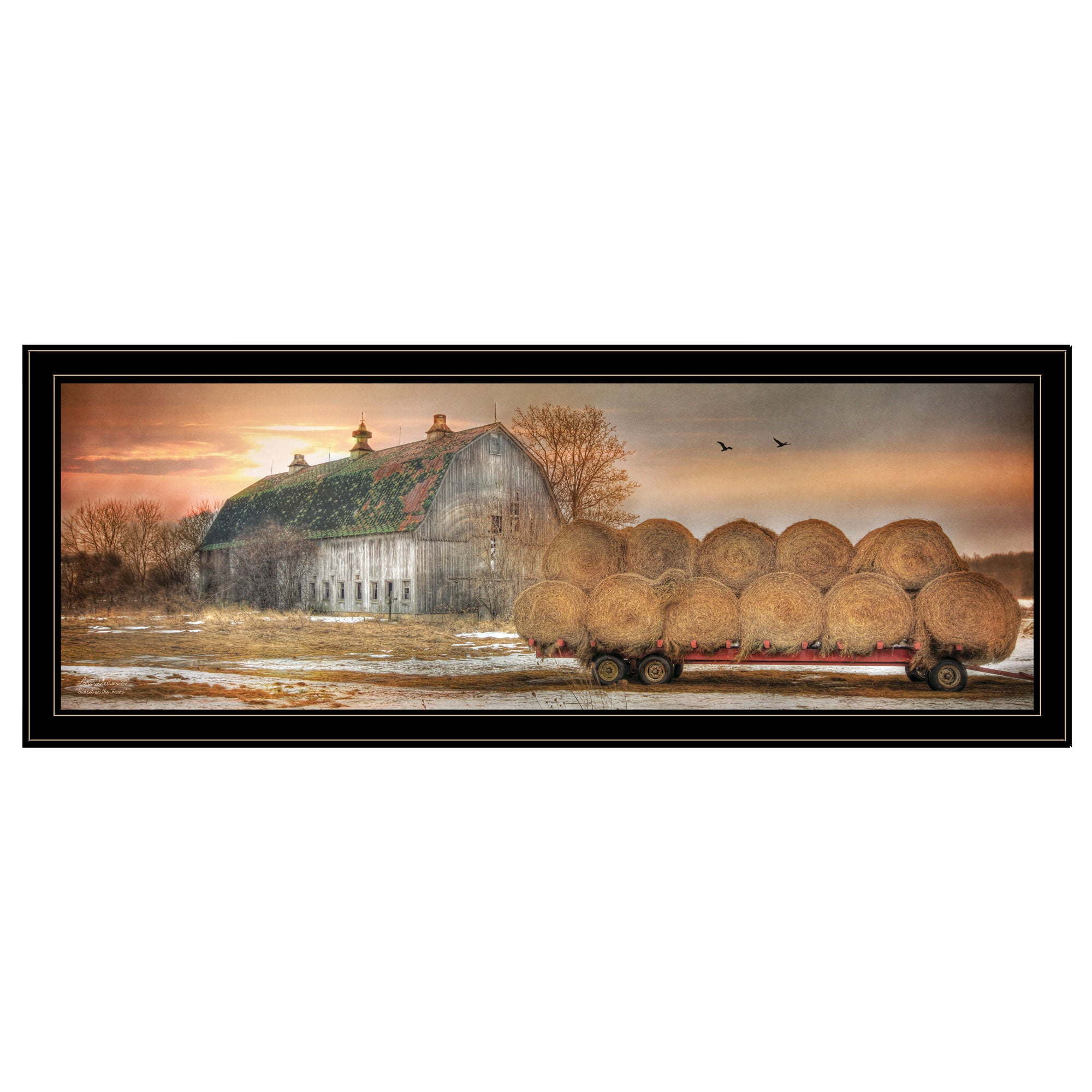 "Sunset on the Farm" by Artisan Lori Deiter , Ready to Hang Framed Print, Black Frame