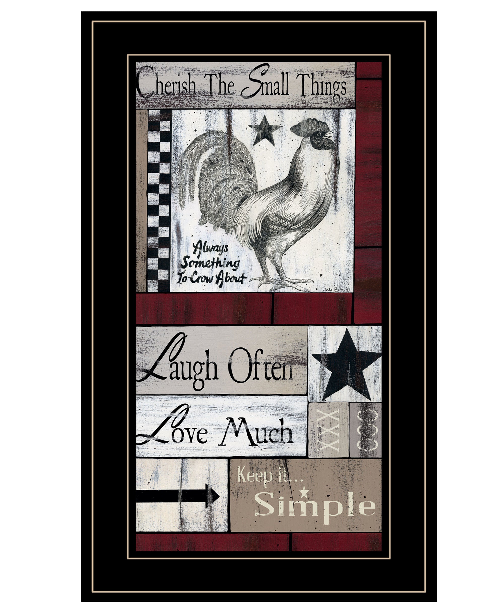 "Cherish The Small things" by Artisan Linda Spivery, Ready to Hang Framed Print, Black Frame