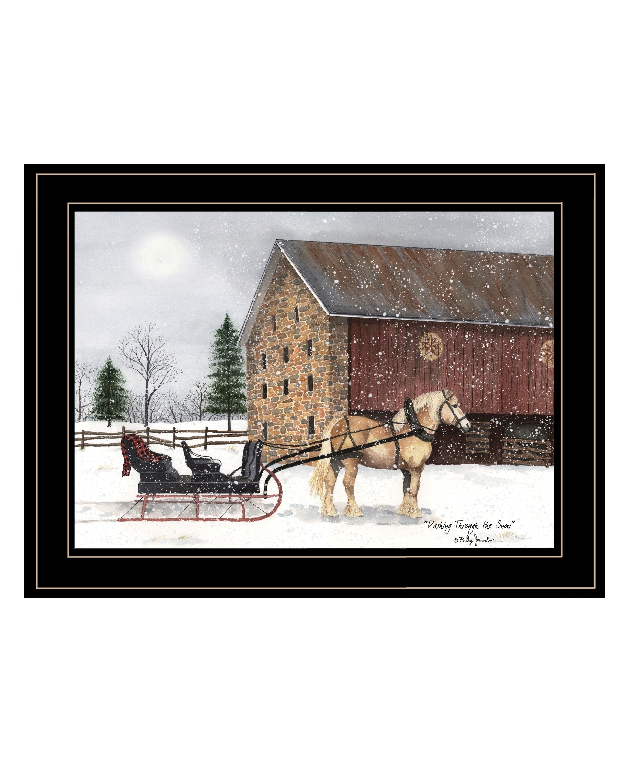 "Dashing Through The Snow" by Billy Jacobs, Ready to Hang Framed Print, Black Frame
