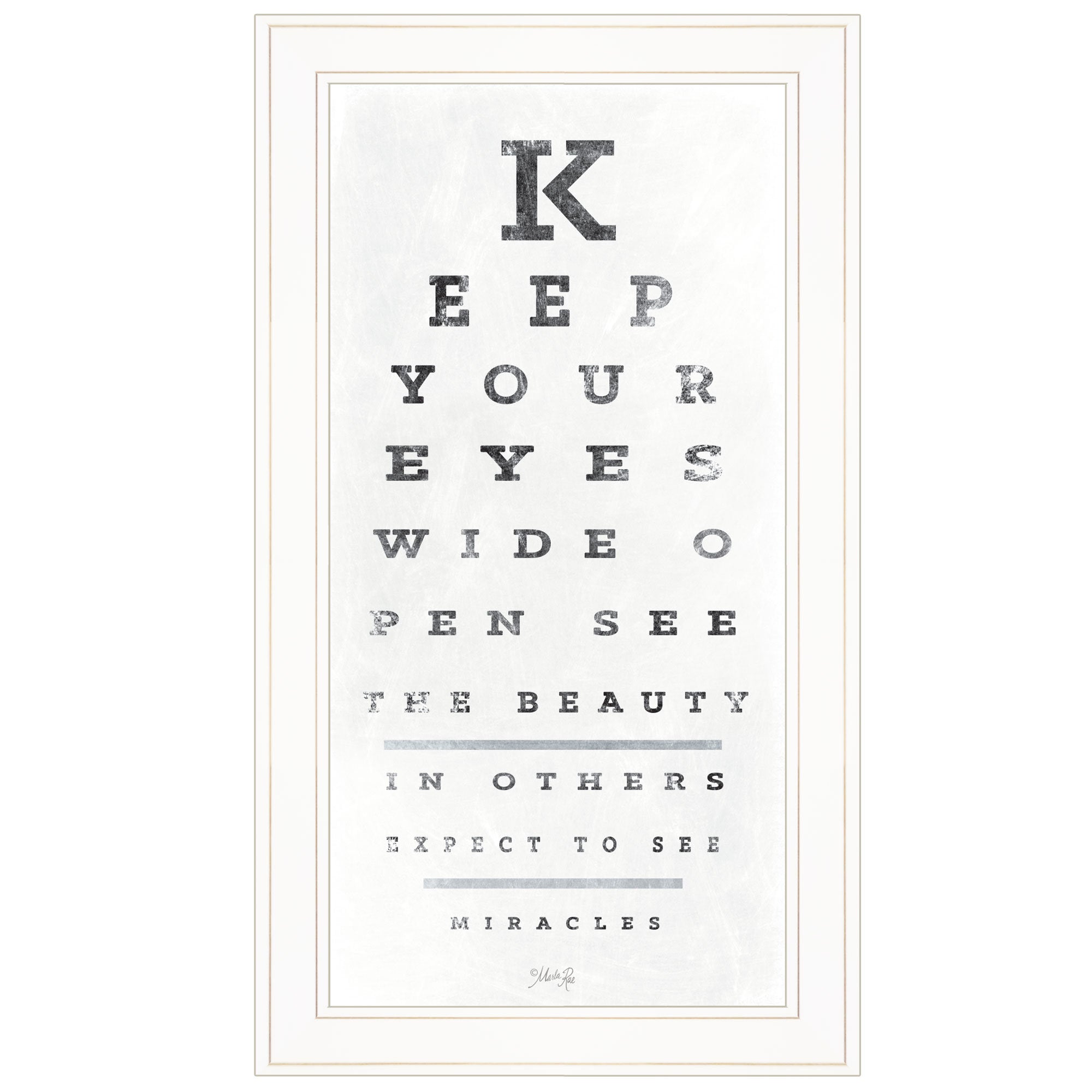 "Eye Chart II" by Artisan Marla Rae, Ready to Hang Framed Print, White Frame