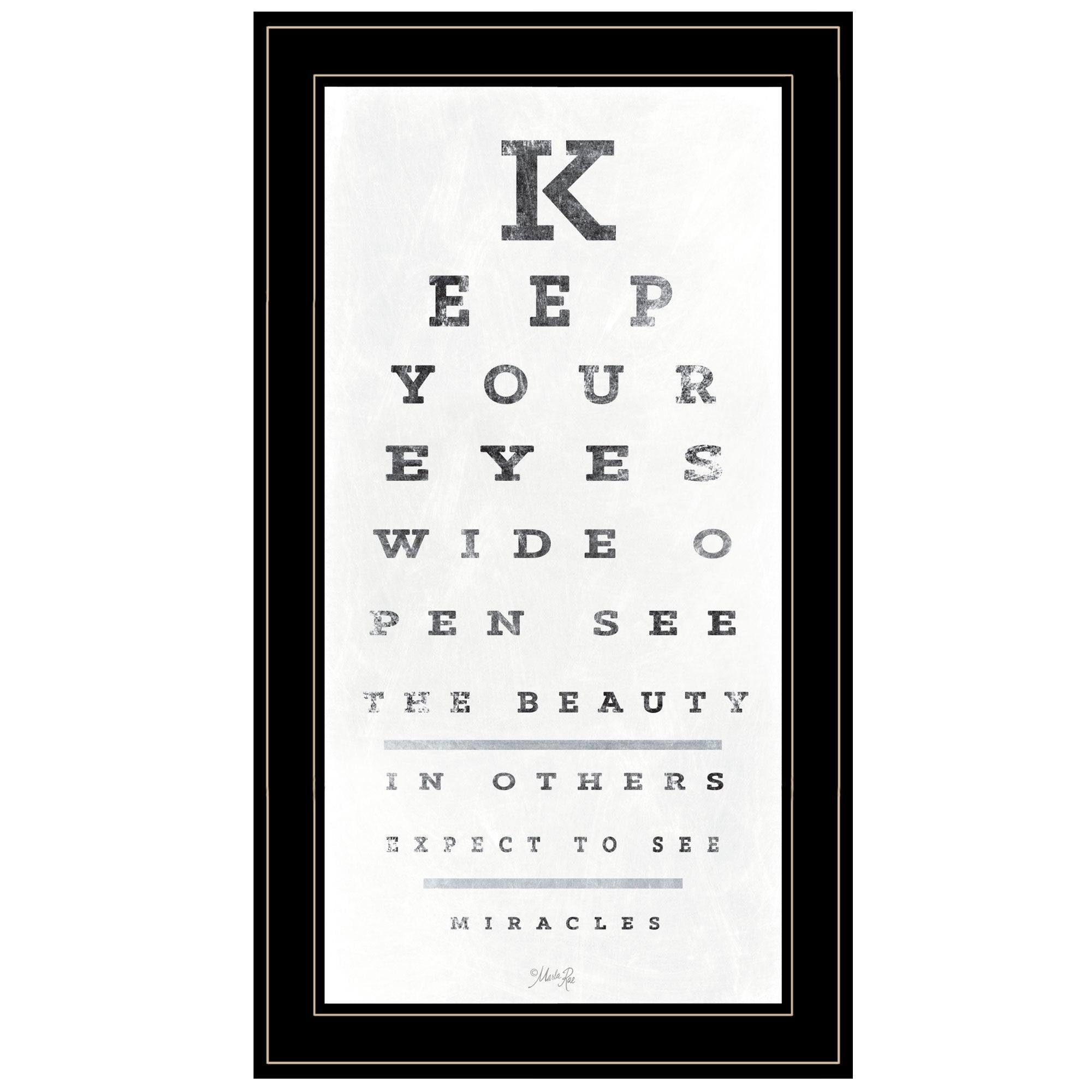 "Eye Chart II" by Artisan Marla Rae, Ready to Hang Framed Print, Black Frame