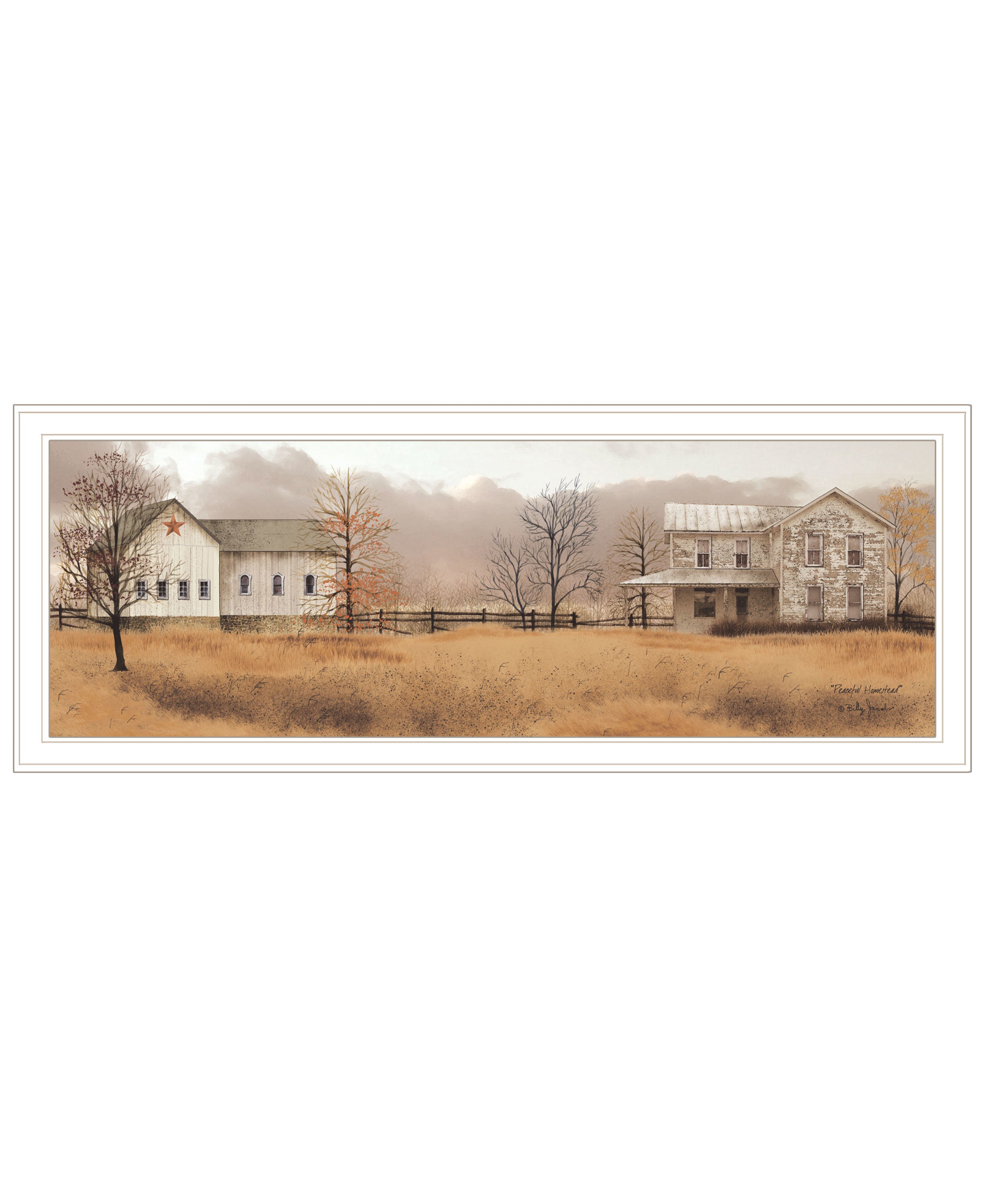 "Peaceful Homestead" by Billy Jacobs, Ready to Hang Framed Print, White Frame