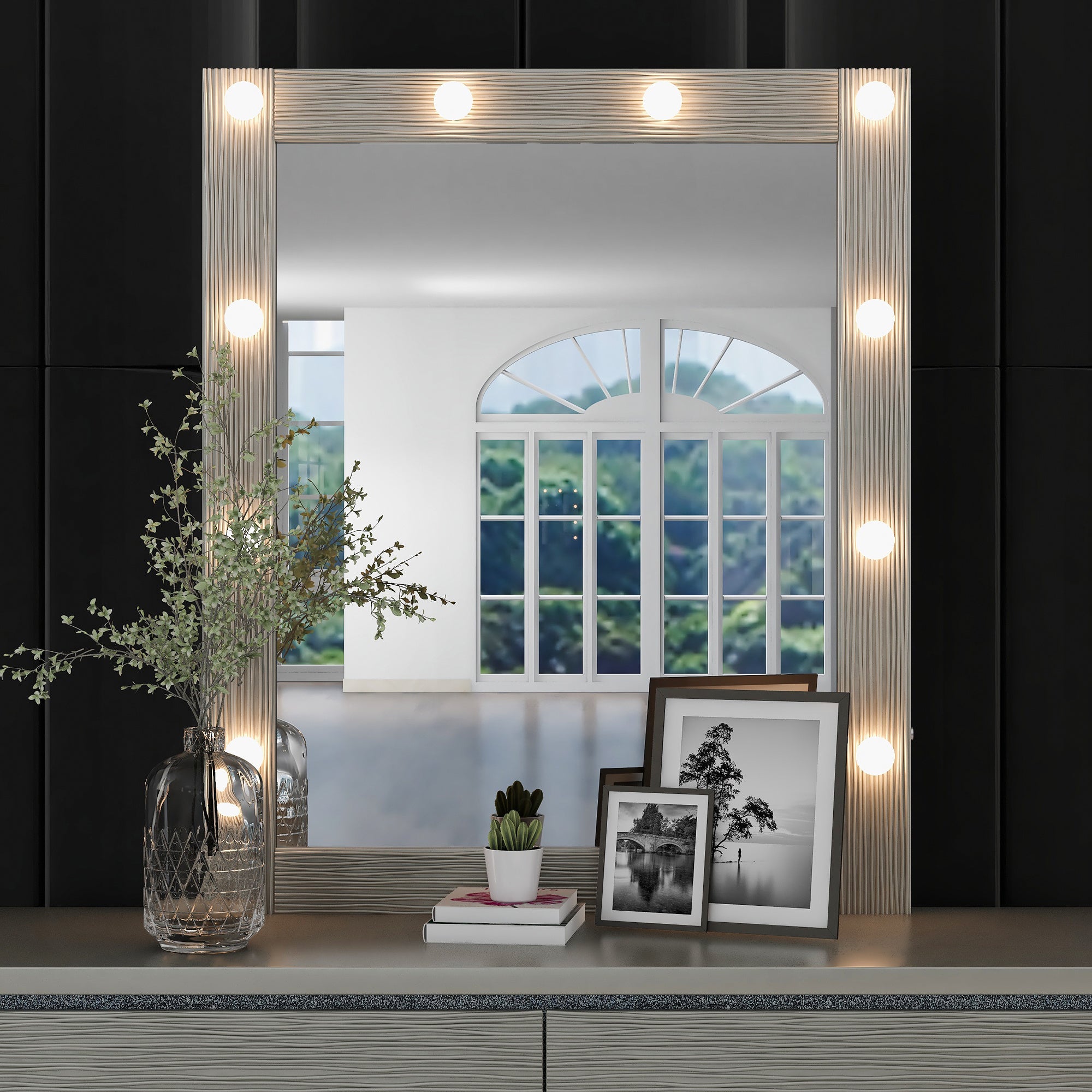 Champagne Silver Mirror with LED Lights