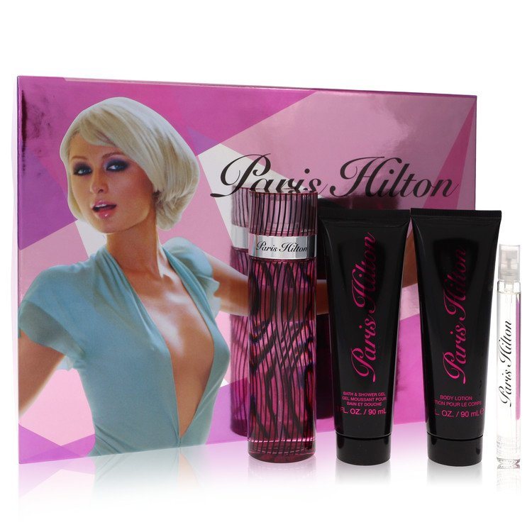 Paris Hilton by Paris Hilton Gift Set - 3.4 oz Eau De Parfum Spray + 3 oz Body Lotion + 3 oz Shower Gel + .34 oz Mini EDP Spray