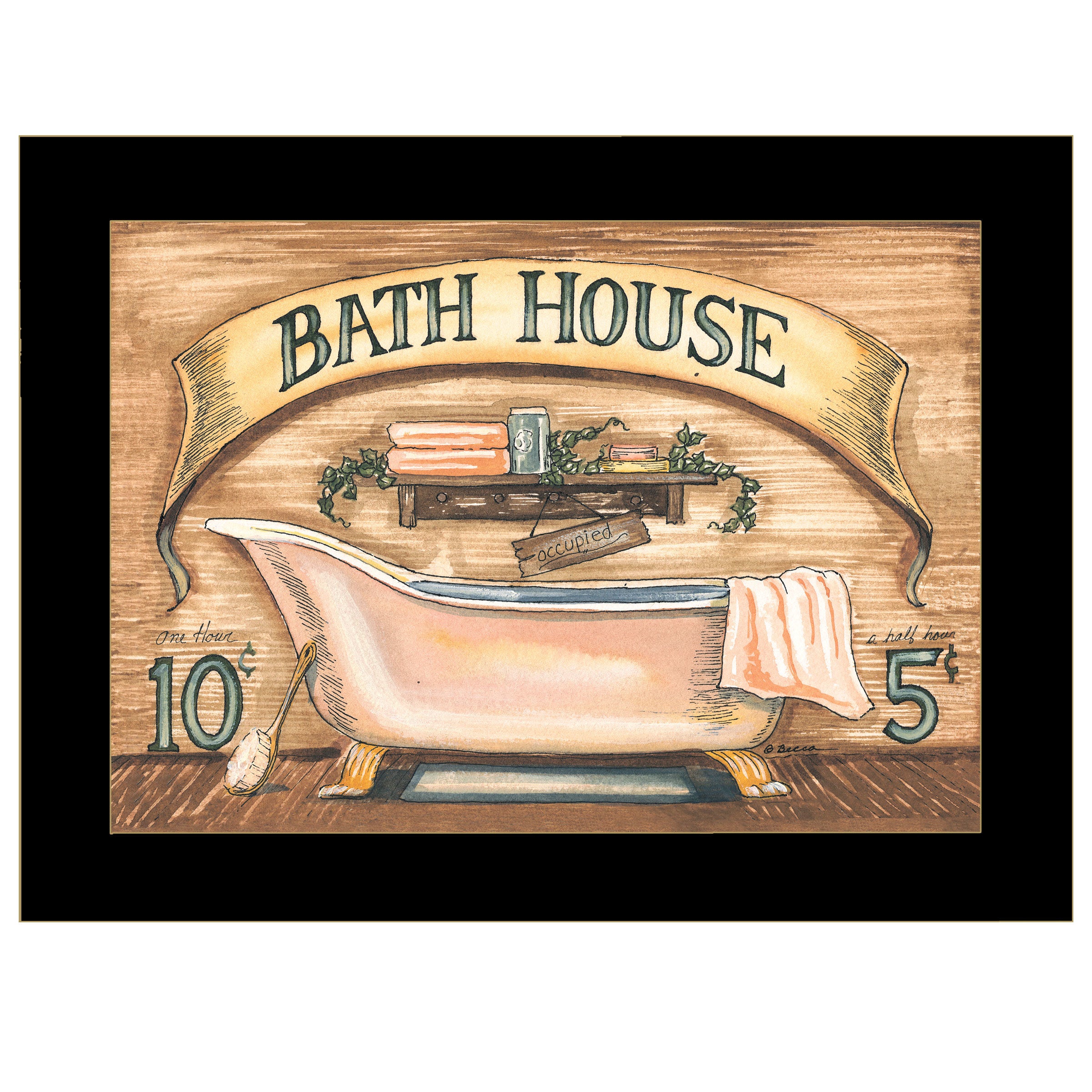 "Time To Relax" By Becca Barton, Ready to Hang Framed Print, Black Frame