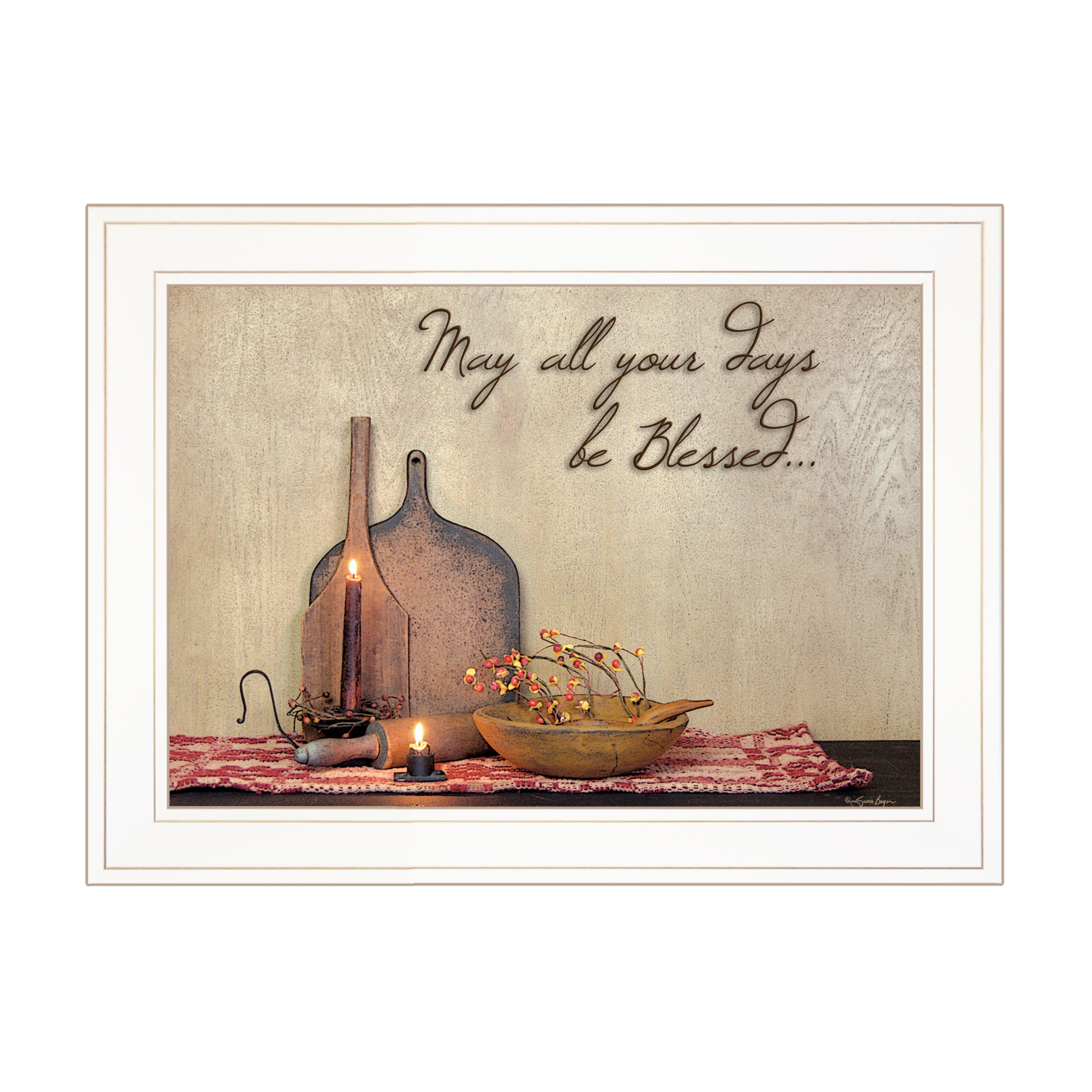 "May All Your Days be Blessed Collection" By Susie Boyer, Ready to Hang Framed Print, White Frame
