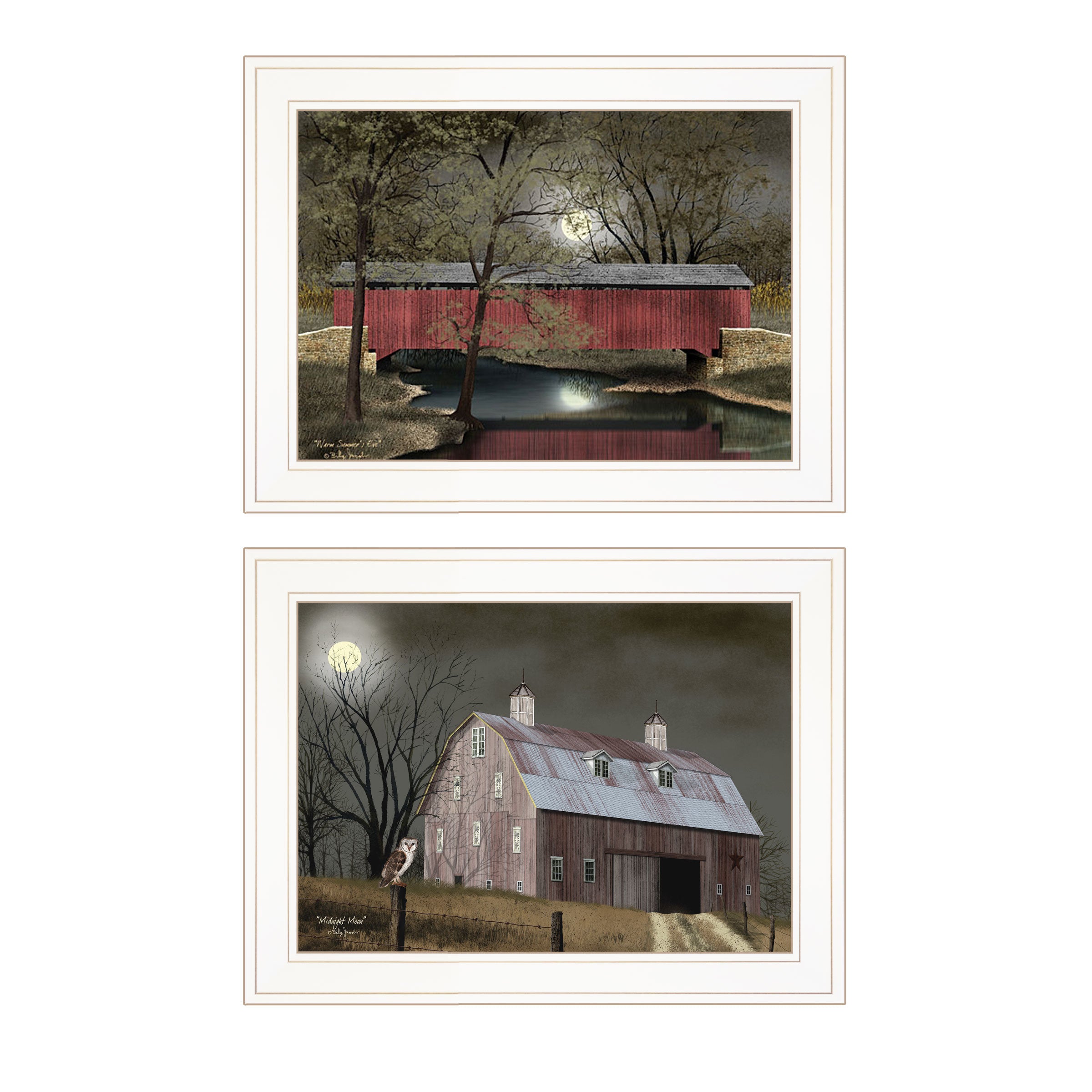 "Midnight Moon" 2-Piece Vignette By Billy Jacobs, White Frame