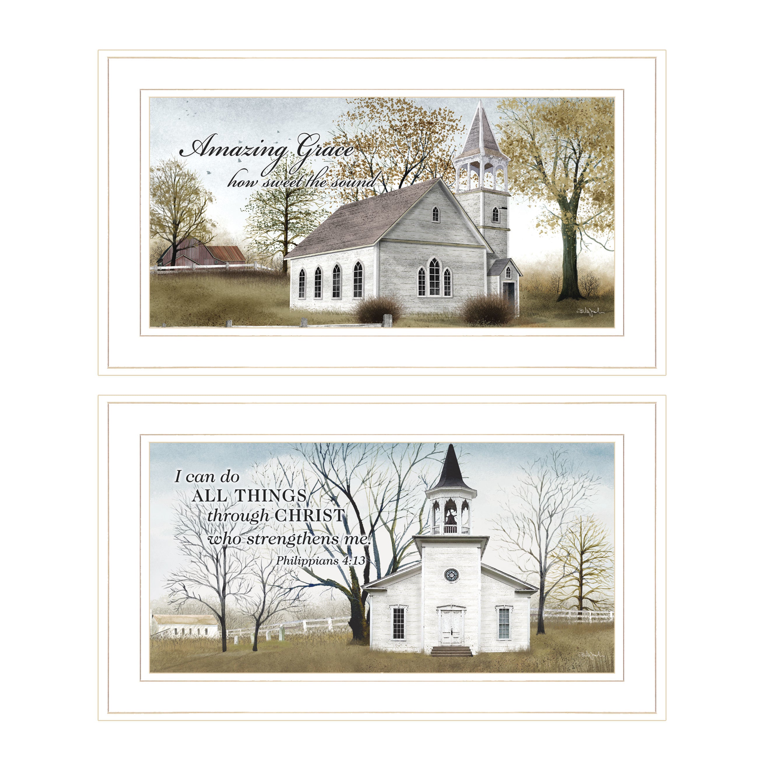 "Amazing Grace Collection" 2-Piece Vignette By Billy Jacobs, White Frame