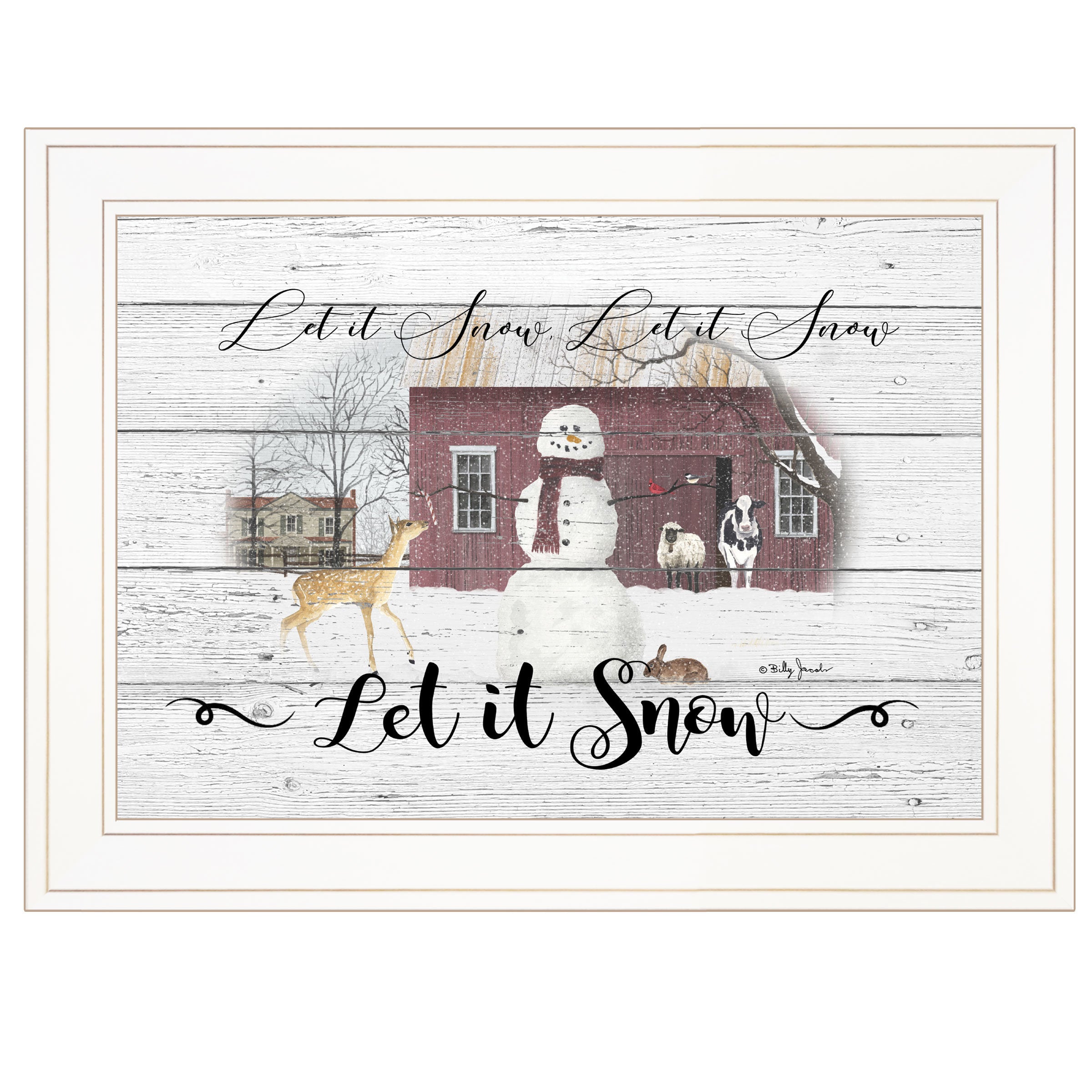 "Let It Snow" By" By Billy Jacobs, Ready to Hang Framed Print, White Frame