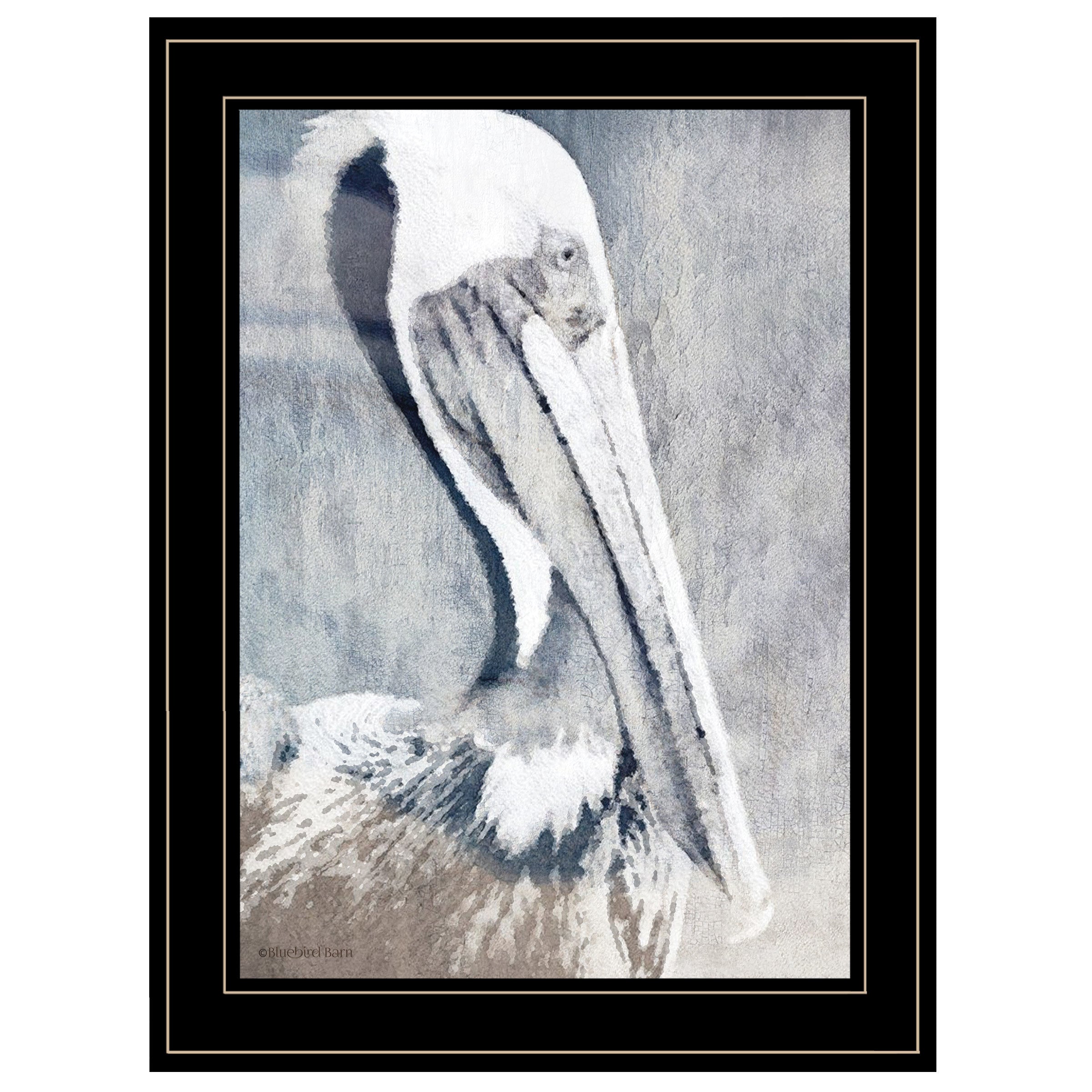 "Pelican" By Bluebird Barn, Ready to Hang Framed Print, Black Frame