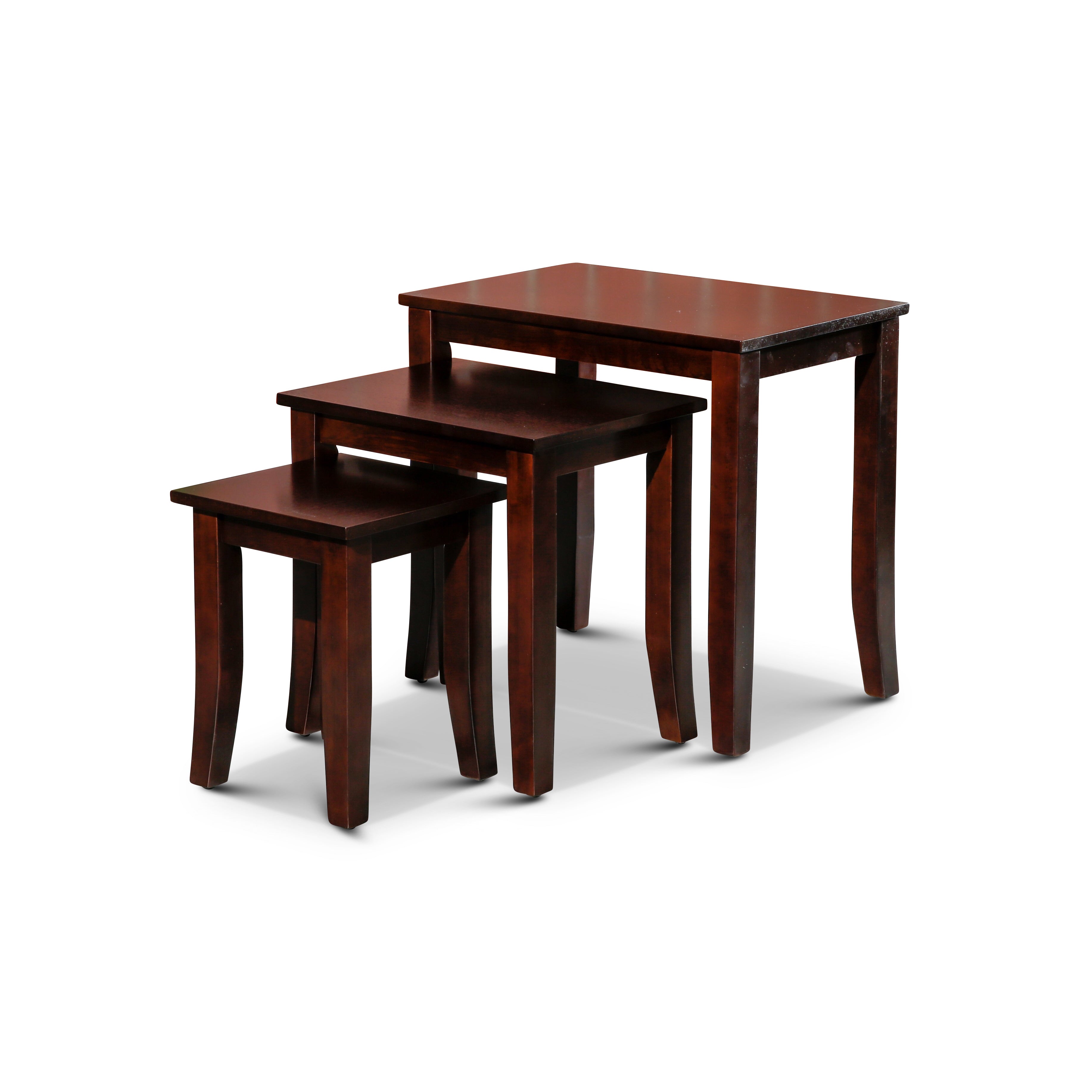 3-Piece Nesting Table Set, Dark Brown