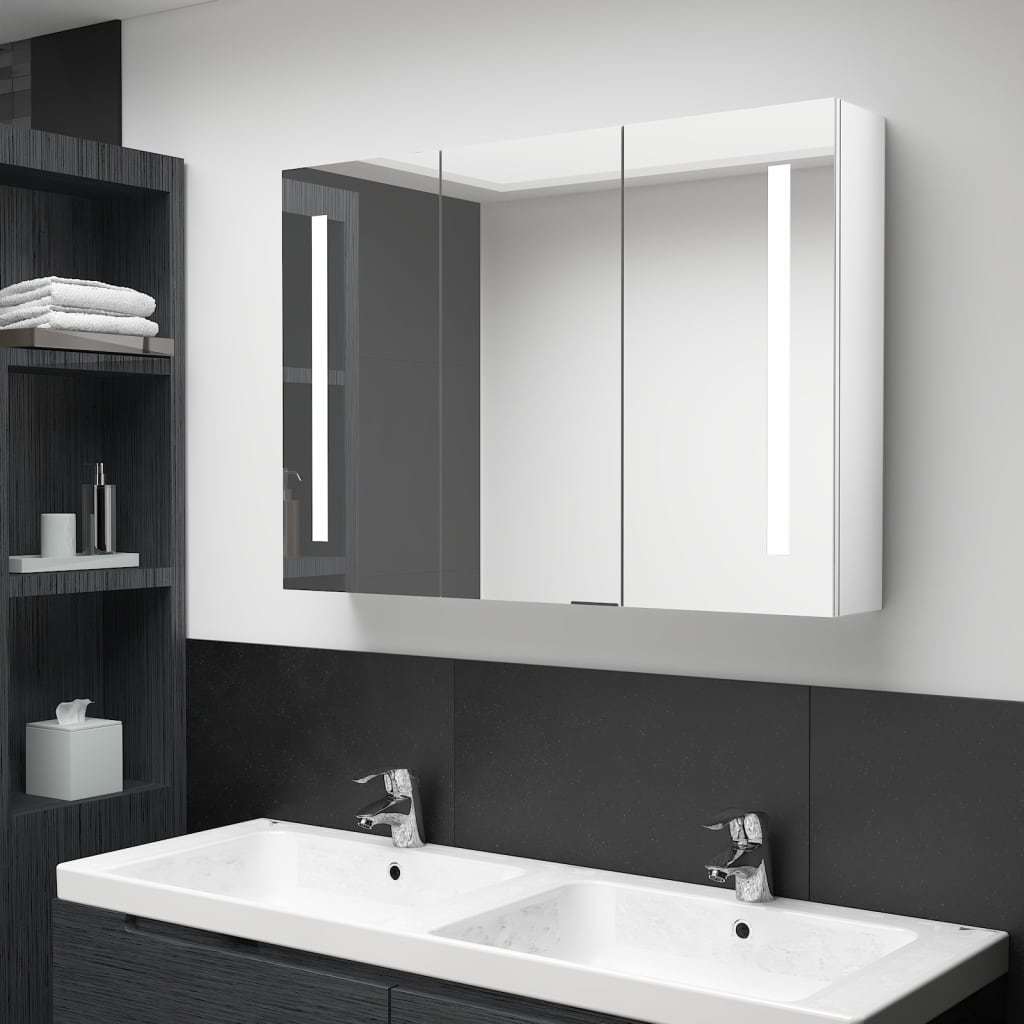 LED Bathroom Mirror Cabinet 35"x5.5"x24.4" Shining White