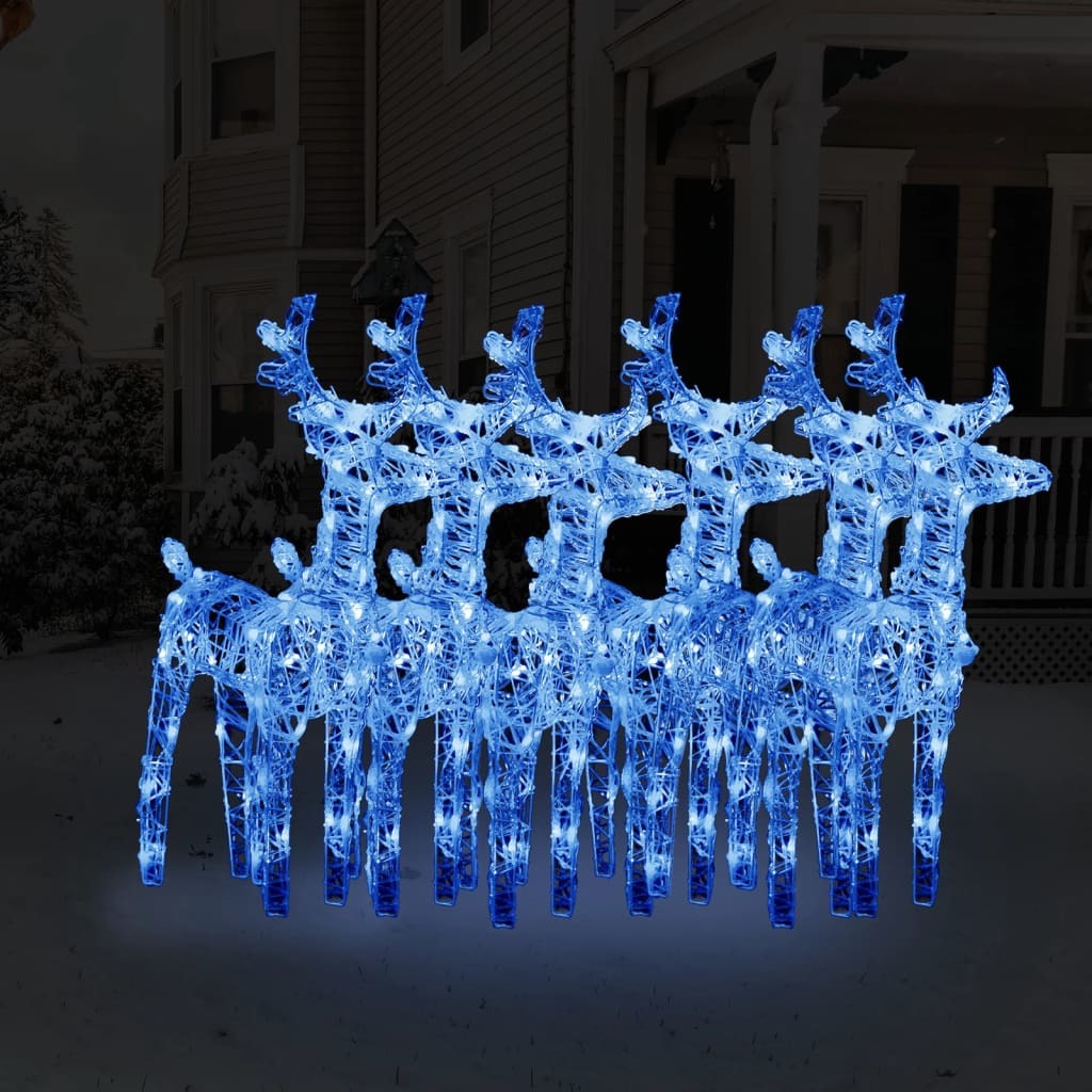 Christmas Reindeers 6 pcs Blue 240 LEDs Acrylic