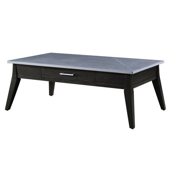 ACME Zemocryss Coffee Table, Sintered Stone Top & Dark Brown Finish LV00608