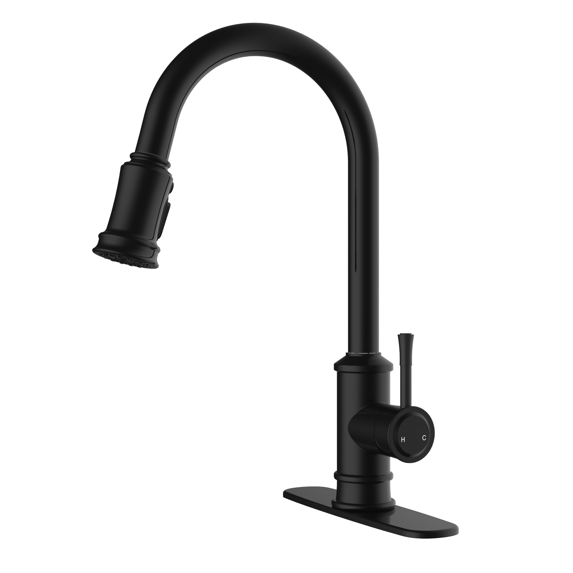 Kitchen Faucet- 3 Modes Pull Down Sprayer Kitchen Tap Faucet Head, Single Handle&Deck Plate for 1or3 Holes, 360° Rotation, Stainless Steel No Lead for RV Bar Home, Black