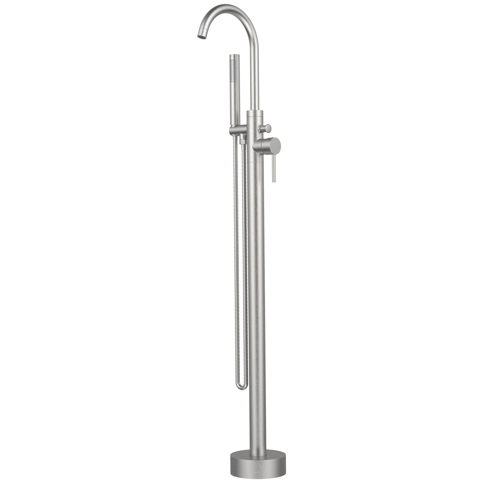 Freestanding Bathtub Faucet Tub Floor Mount Bathroom Faucets Brass Single Handle with Hand Shower High Flow Rate Max 6 GPM Brushed Nickel