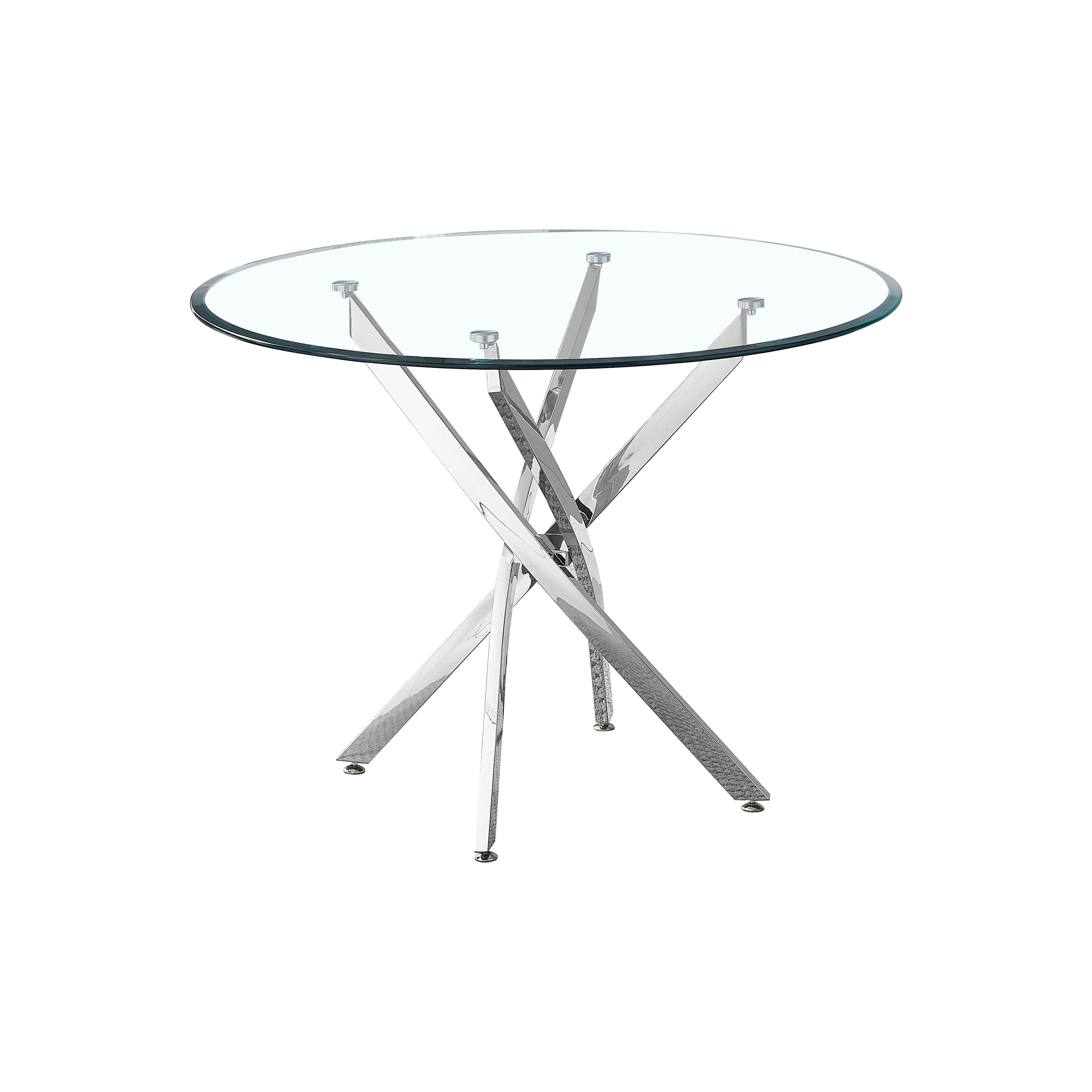 Artisan Contemporary Round Clear Dining Tempered Glass Table with Chrome Legs (Silver)