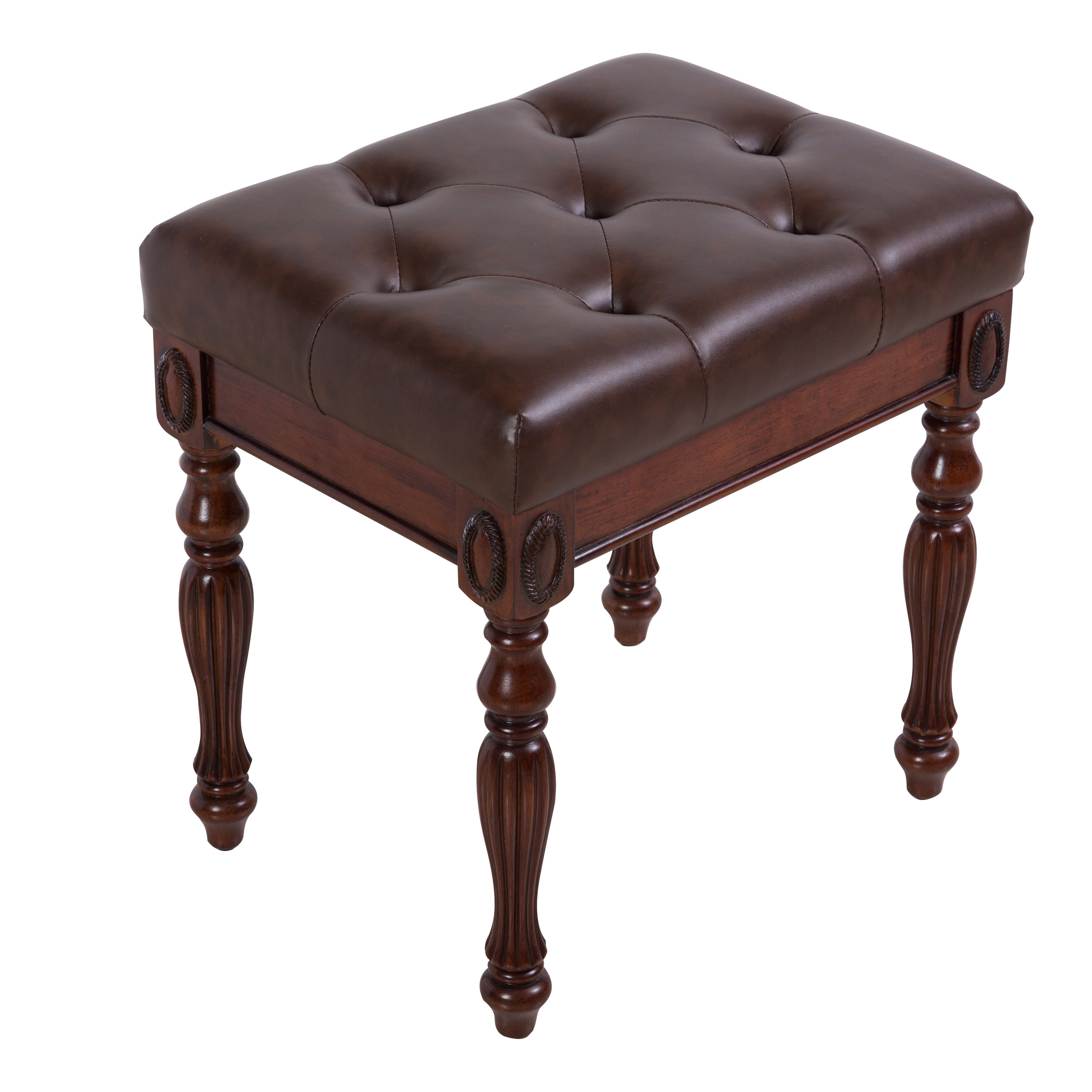 American solid wood high elastic shoe changing stool(Brown)