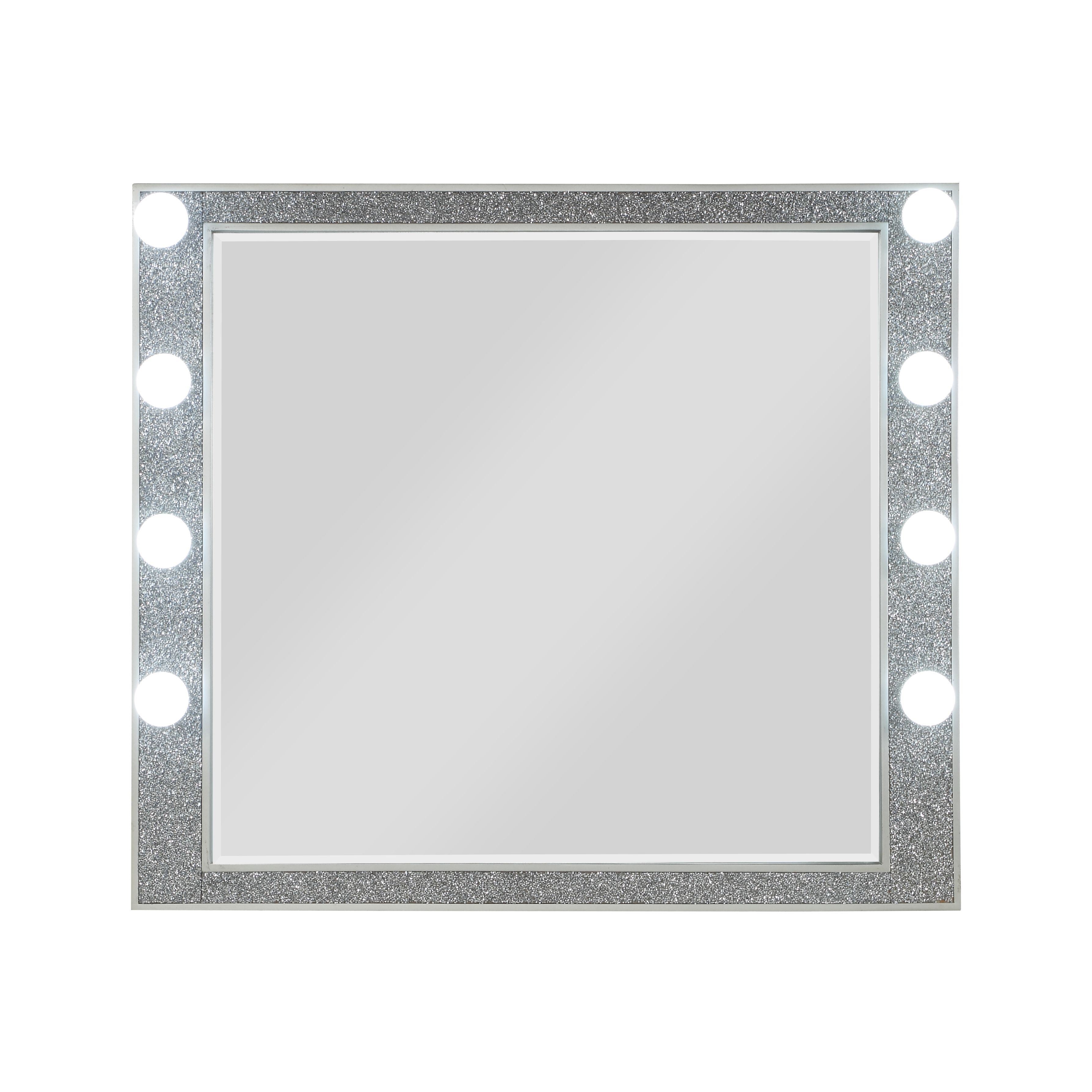 ACME Sliverfluff Mirror w/Light, Mirrored & Champagne Finish BD00245