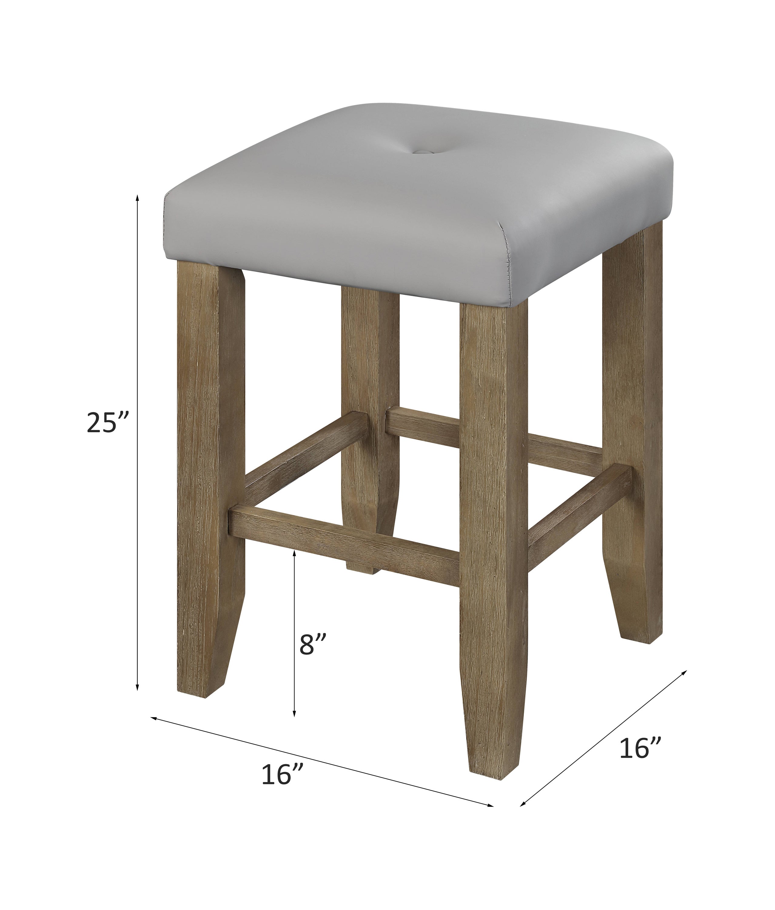 ACME Charnell Counter Height Stool (Set-2) in Gary PU & Oak Finish DN00552