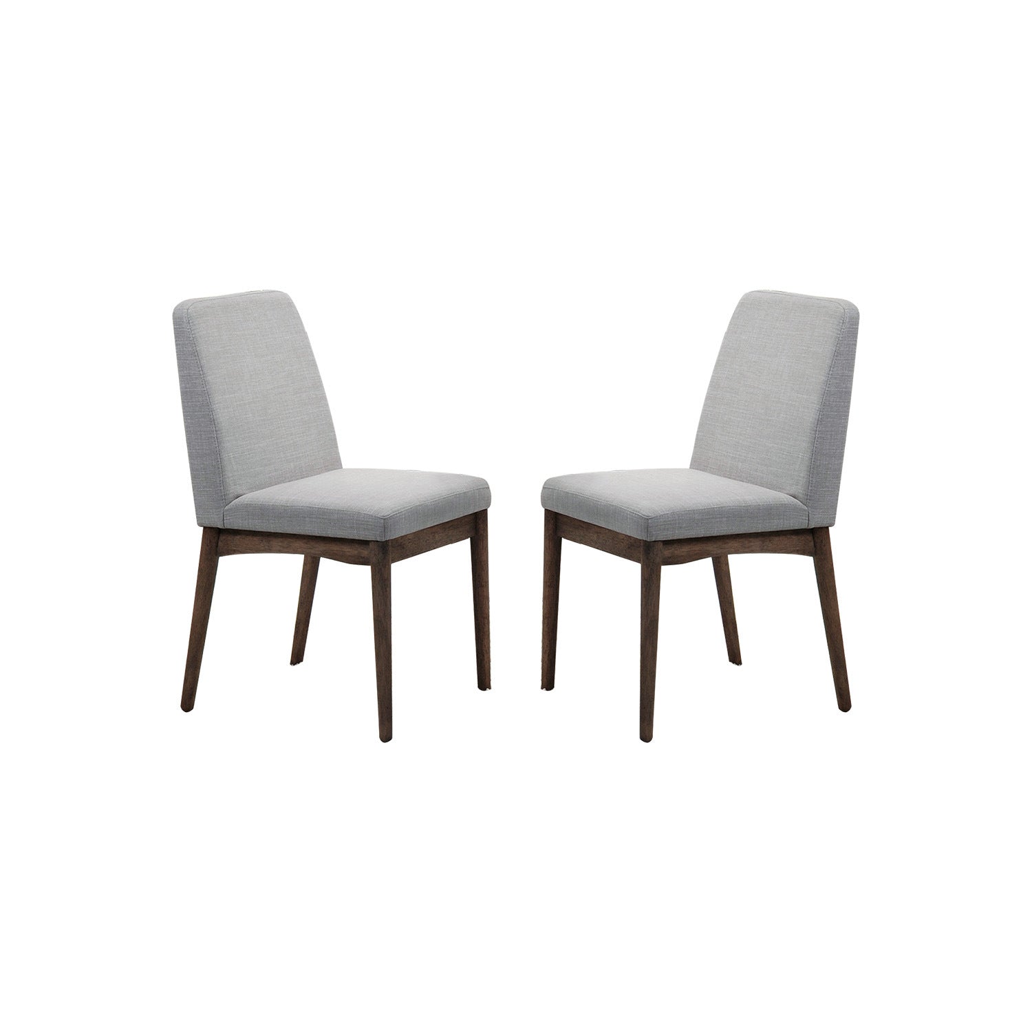 Grey Fabric Upholstered Dining Chair, Brown(Set of 2)