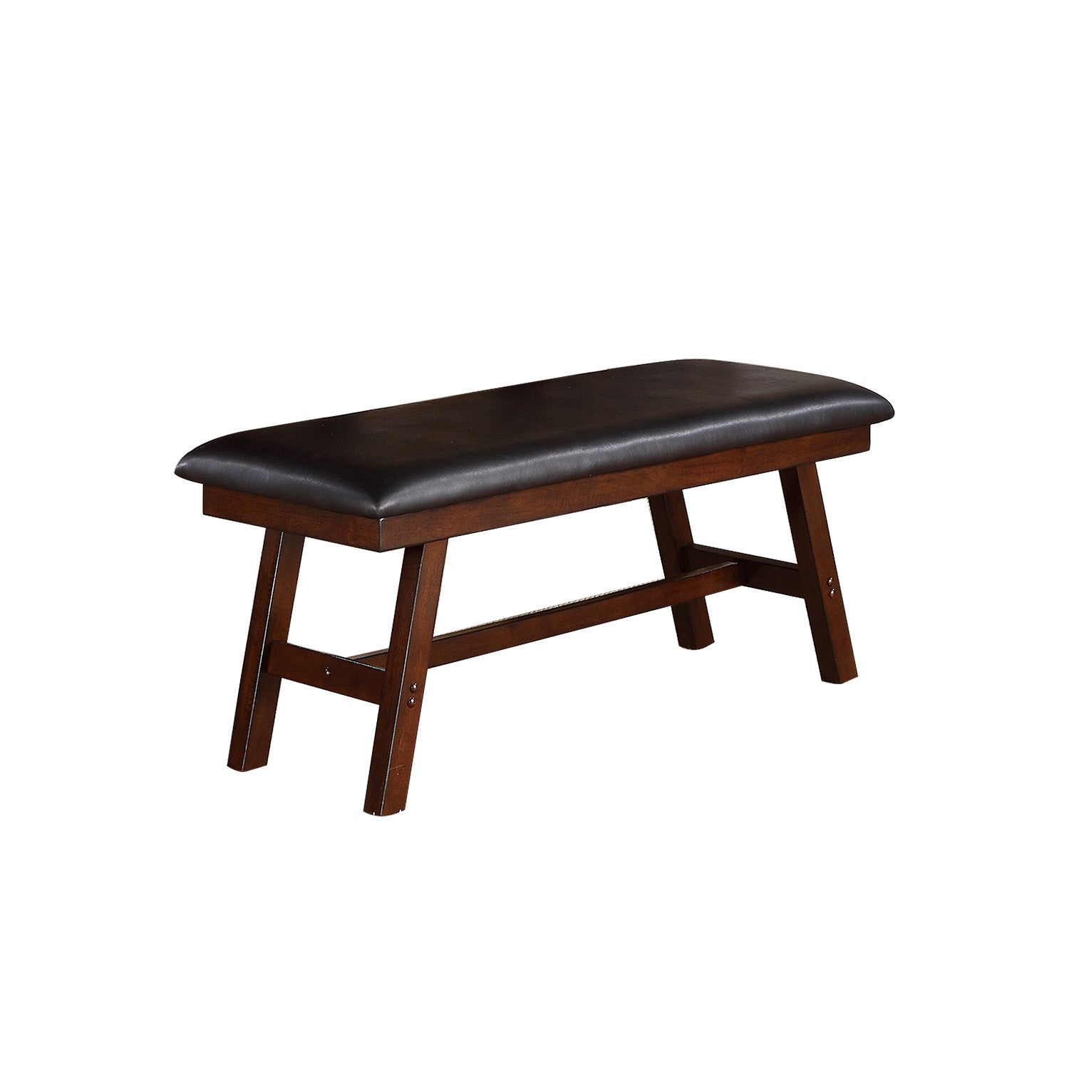 Black Faux Leathe Dining Bench, Dark Walnut