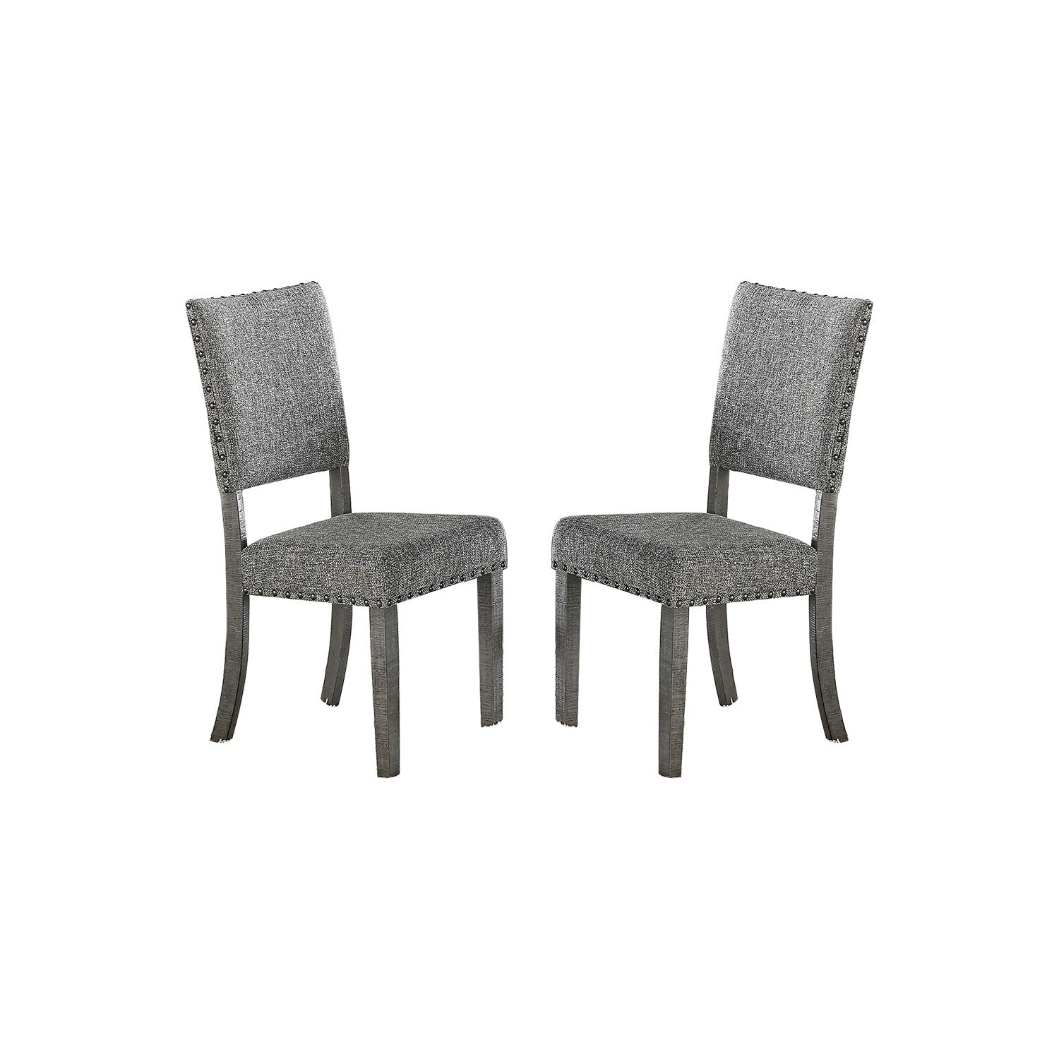 Set of 2 Upholstered Fabric Dining Chairs, Grey