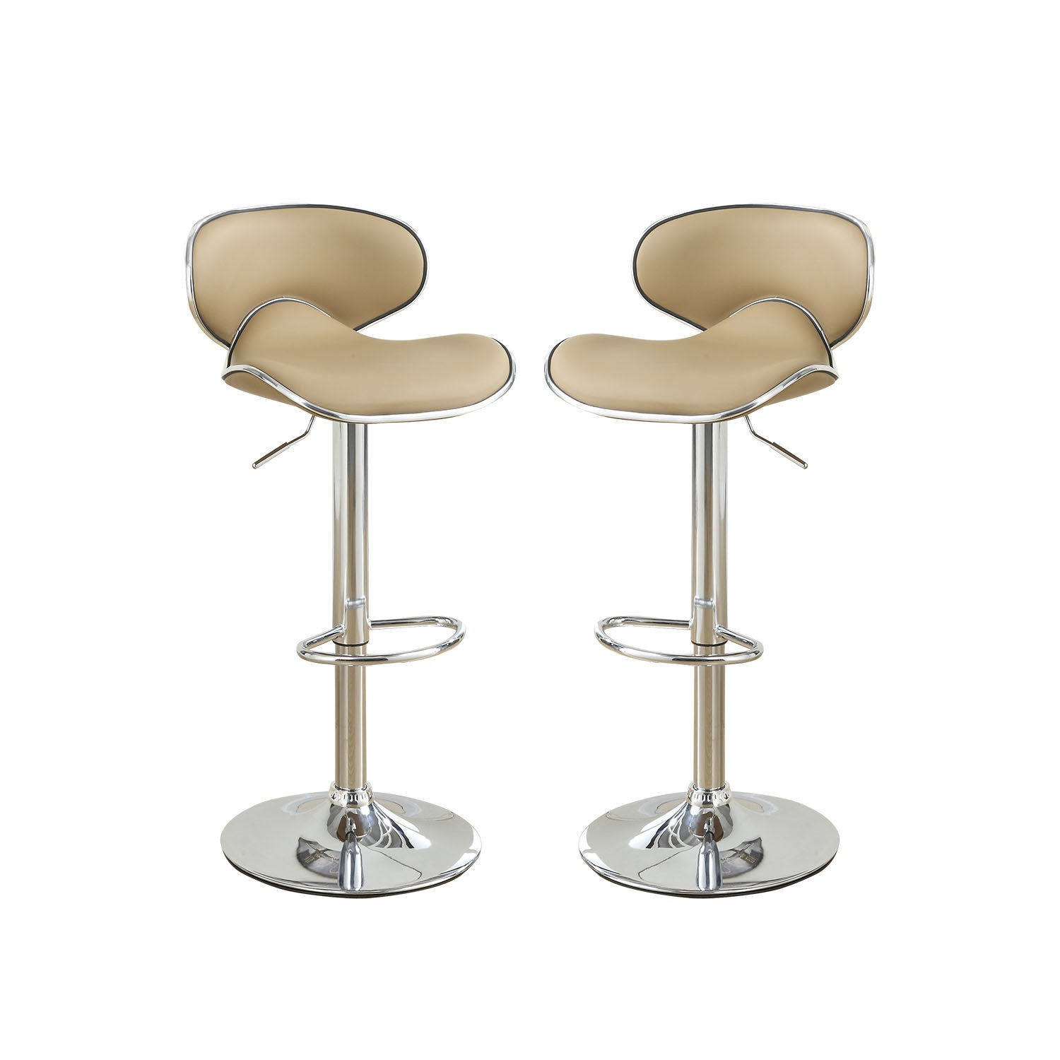 Adjustable Brown Faux Leather Bar Stools, Set of 2