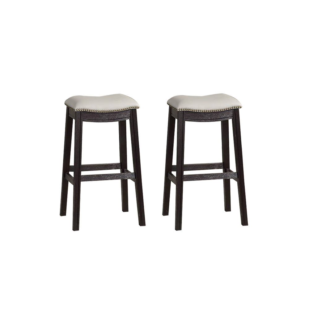 Grey PU Upholstery Bar Stool, Set of 2