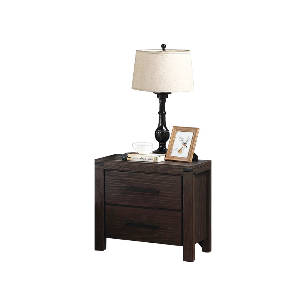 2 Drawers Nightstand In Dark Grey