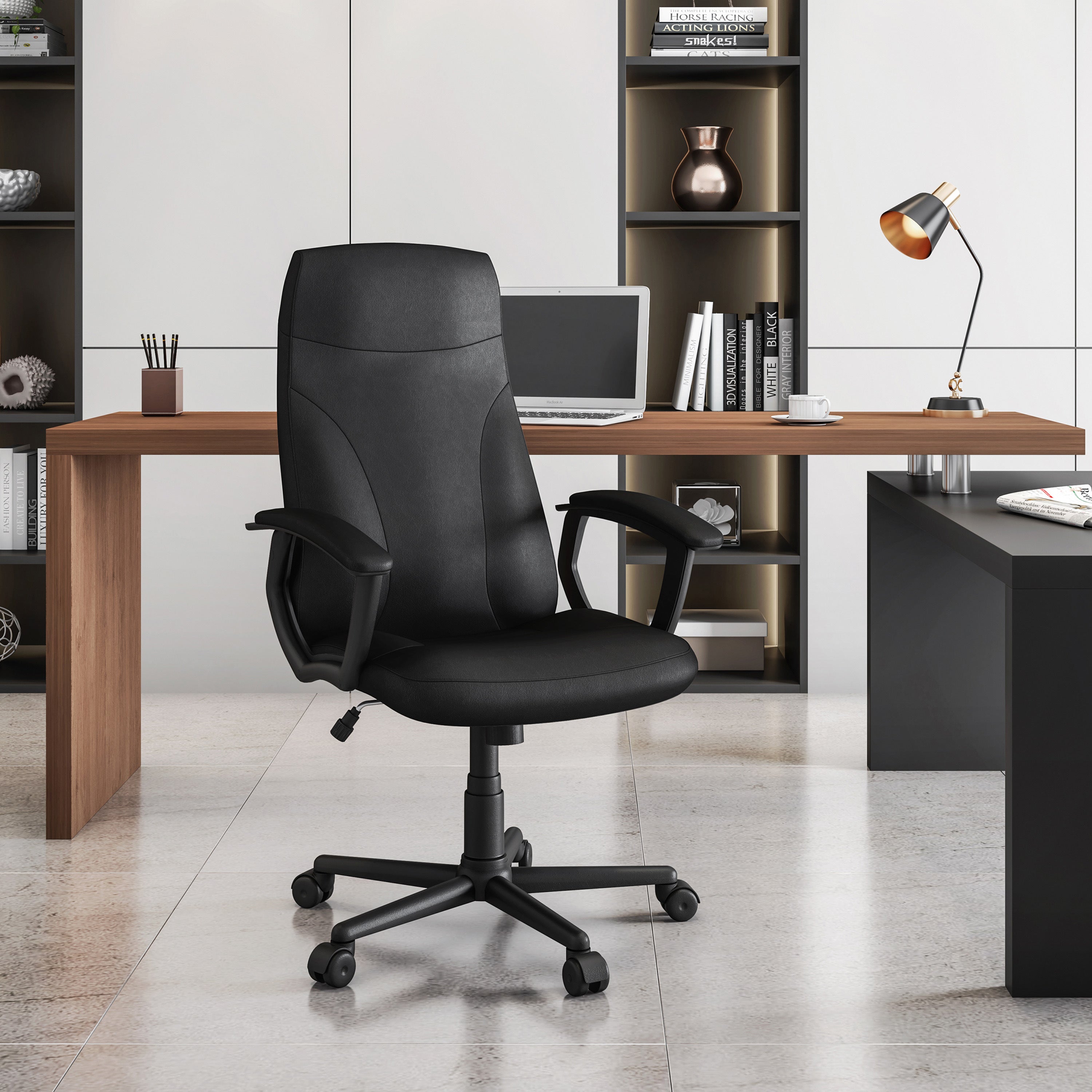 Techni Mobili Medium Back Executive Office Chair, Black