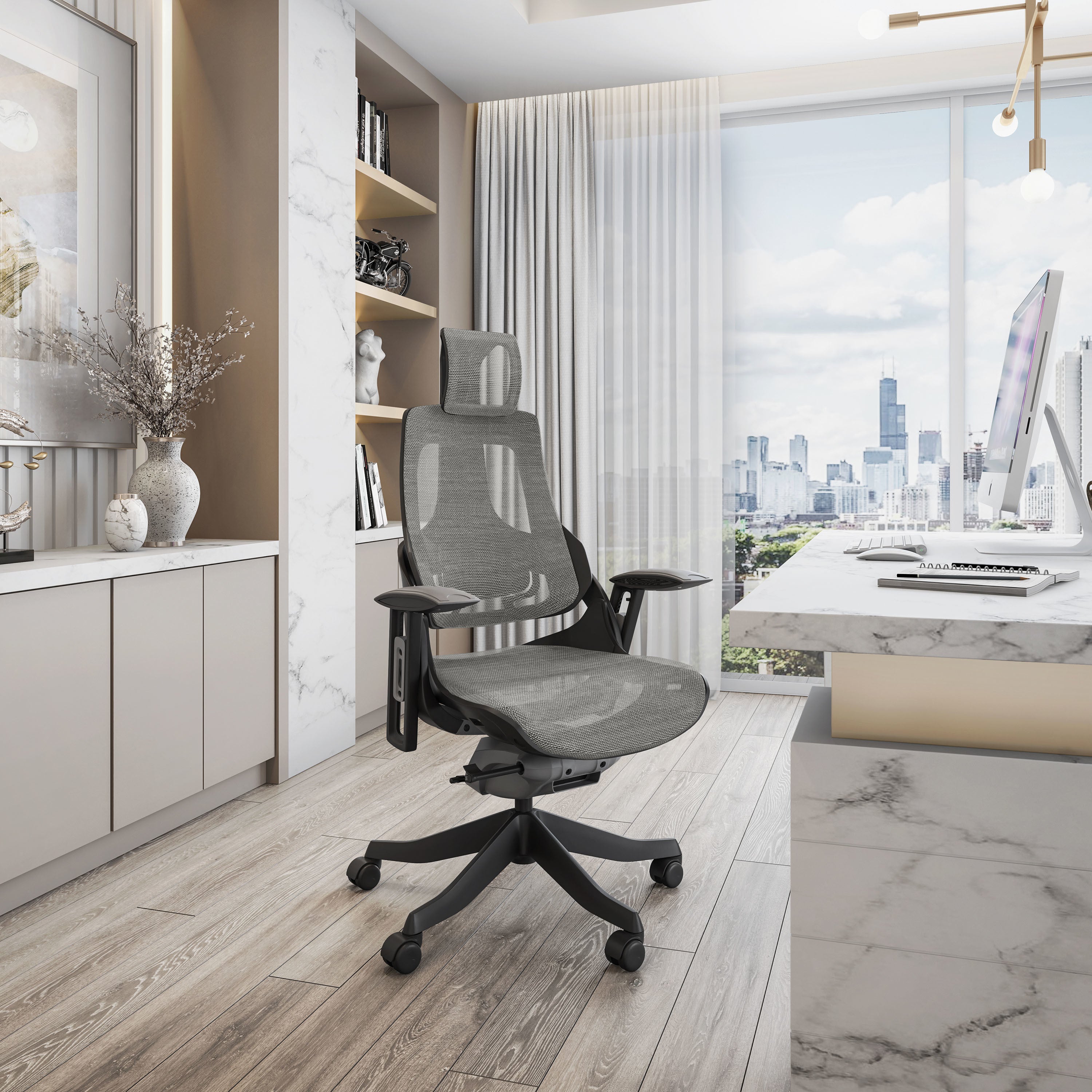 Techni Mobili LUX Ergonomic Executive Chair, Grey