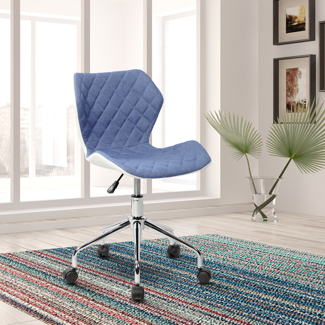 Techni Mobili Modern Height Adjustable Office Task Chair, Blue