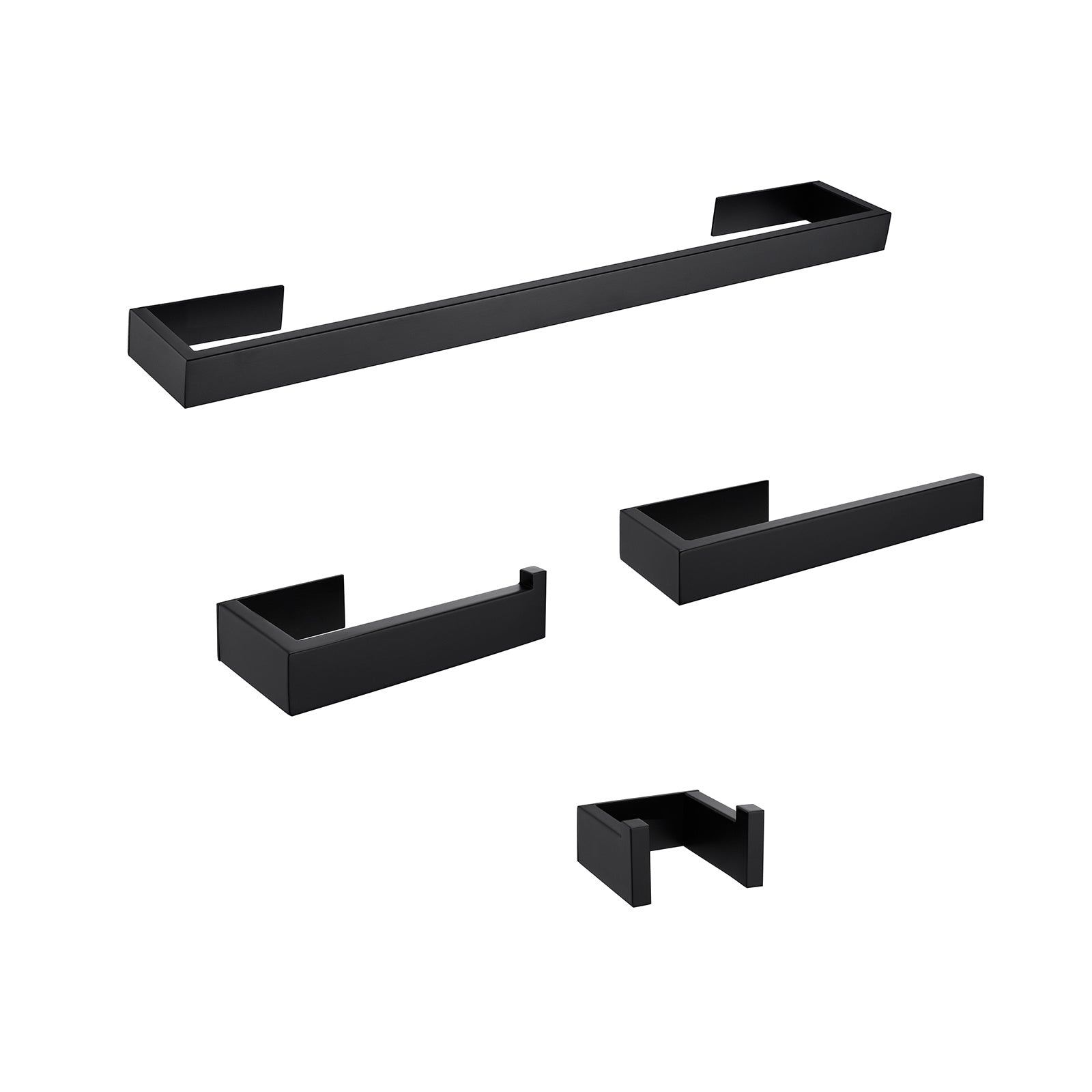 4-Piece Wall Mounted Bathroom Hardware Set in Matte Black