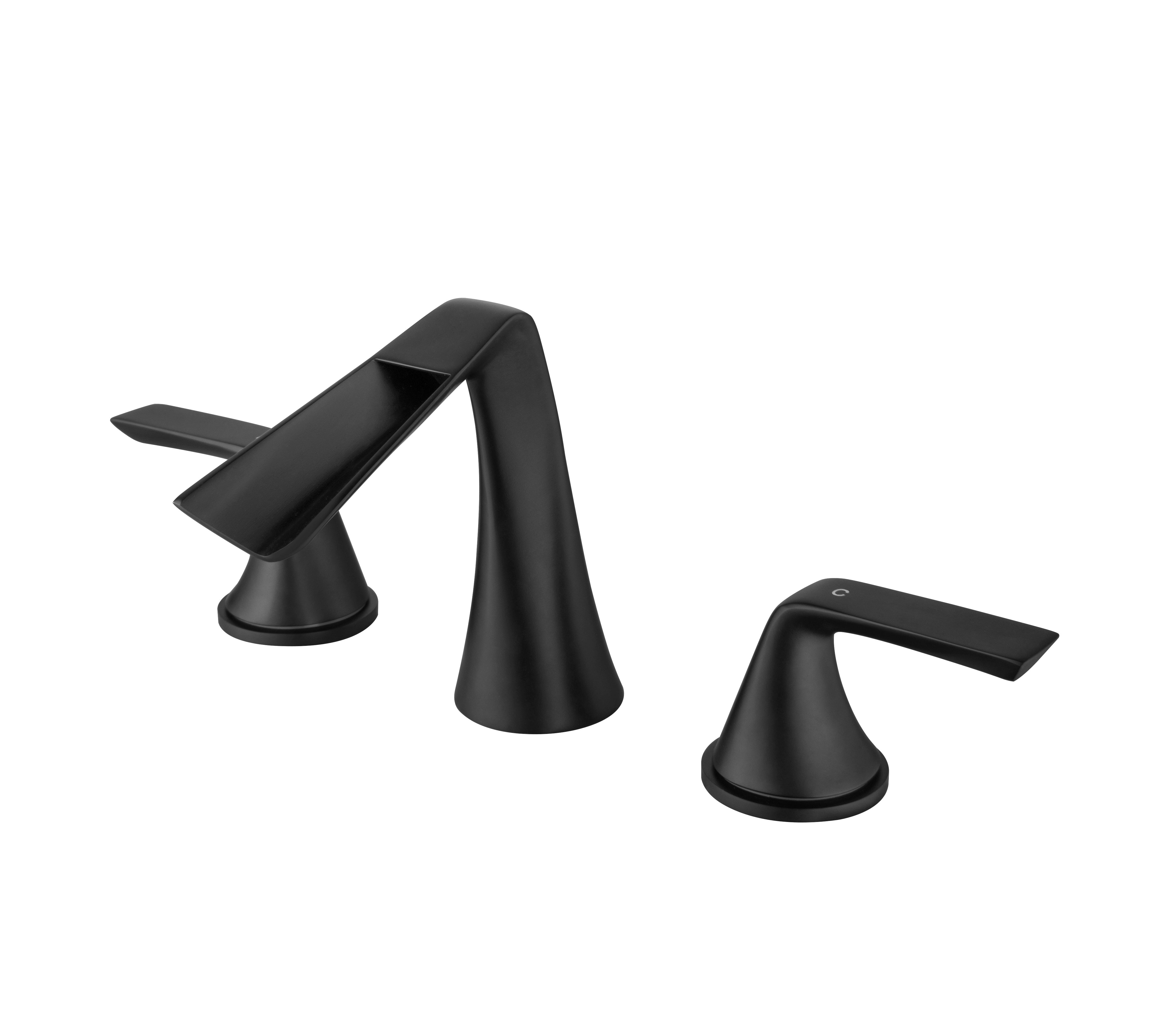 Two Handles Three-Hole Widespread Bathroom Faucet in Matte Black