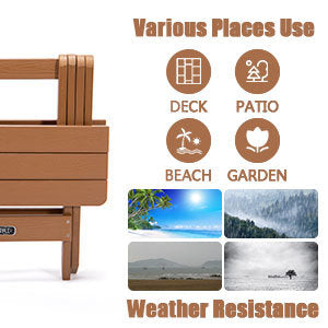 TALE Adirondack Portable Folding Side Table Square All-Weather and Fade-Resistant Plastic Wood Table Perfect for Outdoor Garden, Beach, Camping, Picnics Brown Ban on Amazon