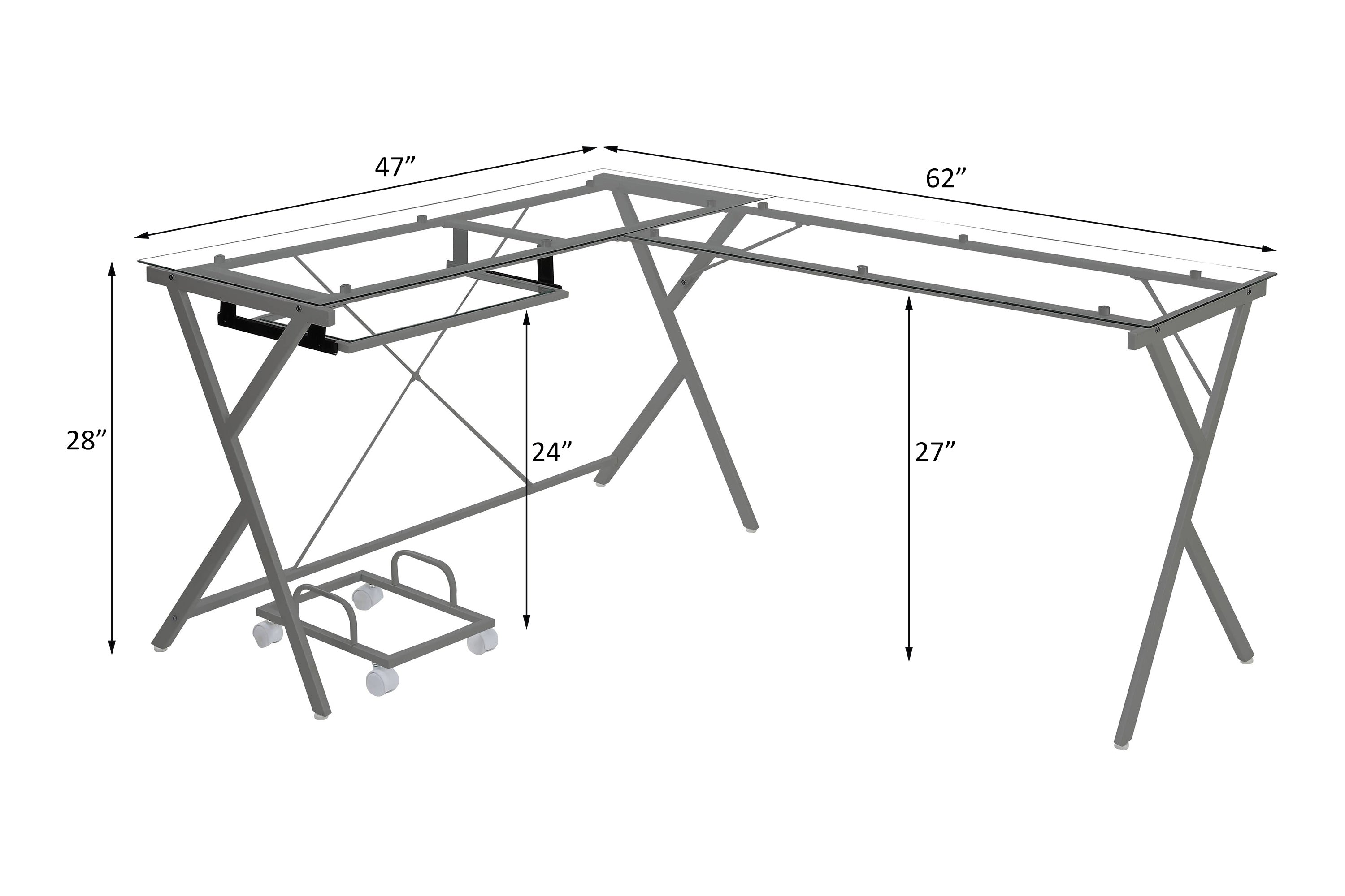 ACME Dazenus Computer Desk in Clear Glass & Silver Finish OF00047